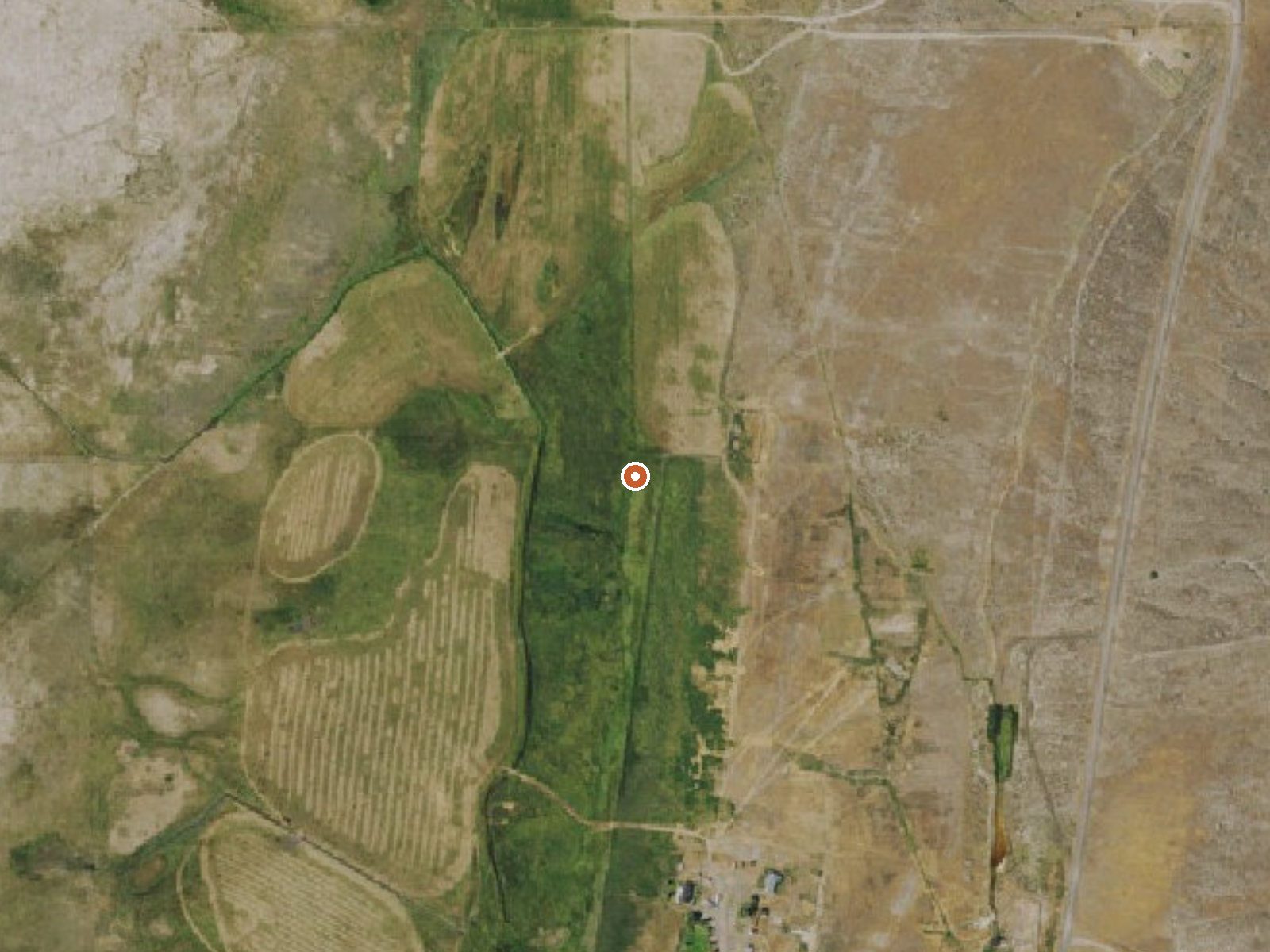 Aerial view of the ground around Walti Hot Springs