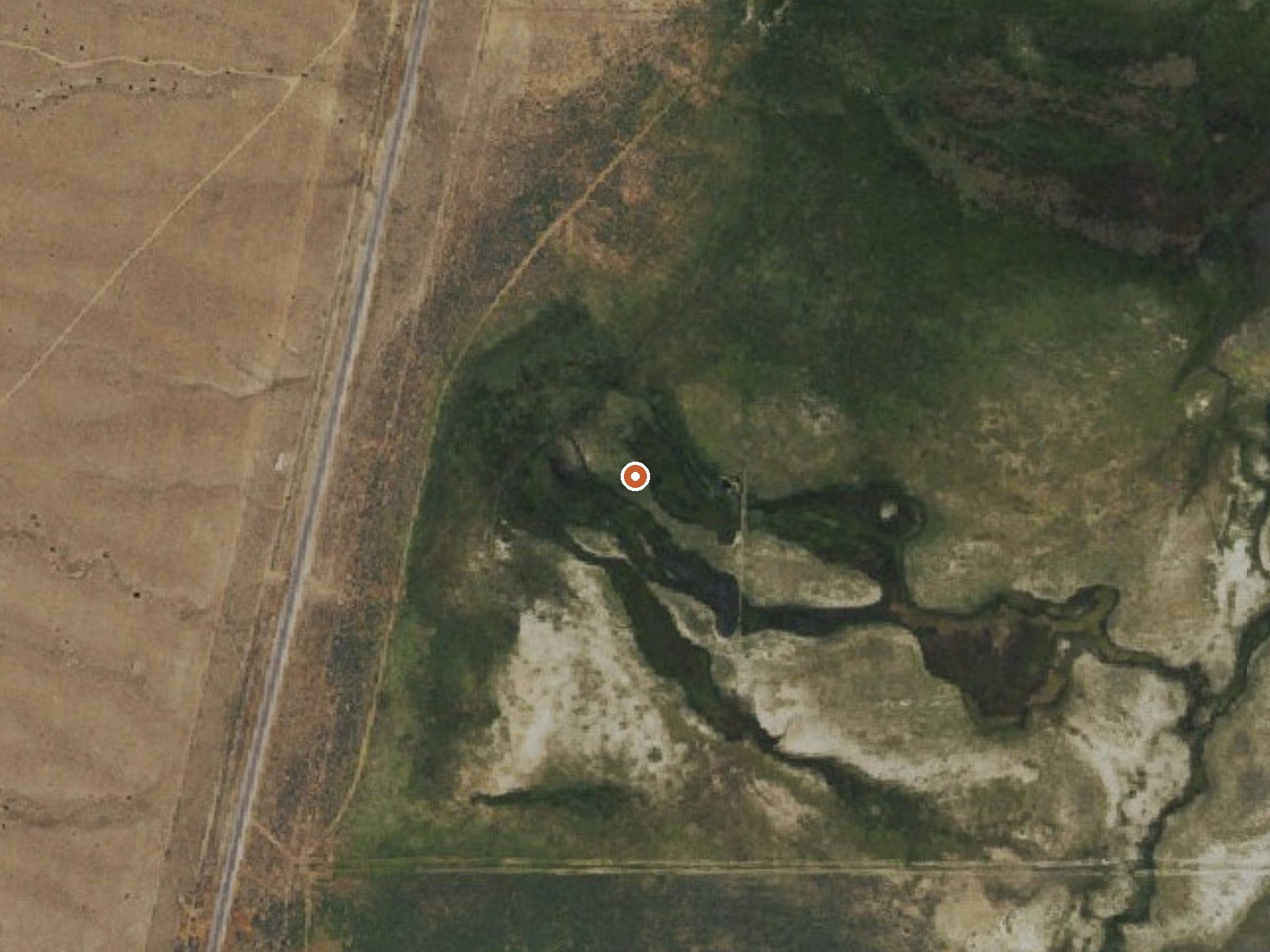 Aerial view of the ground around Wambolt Springs