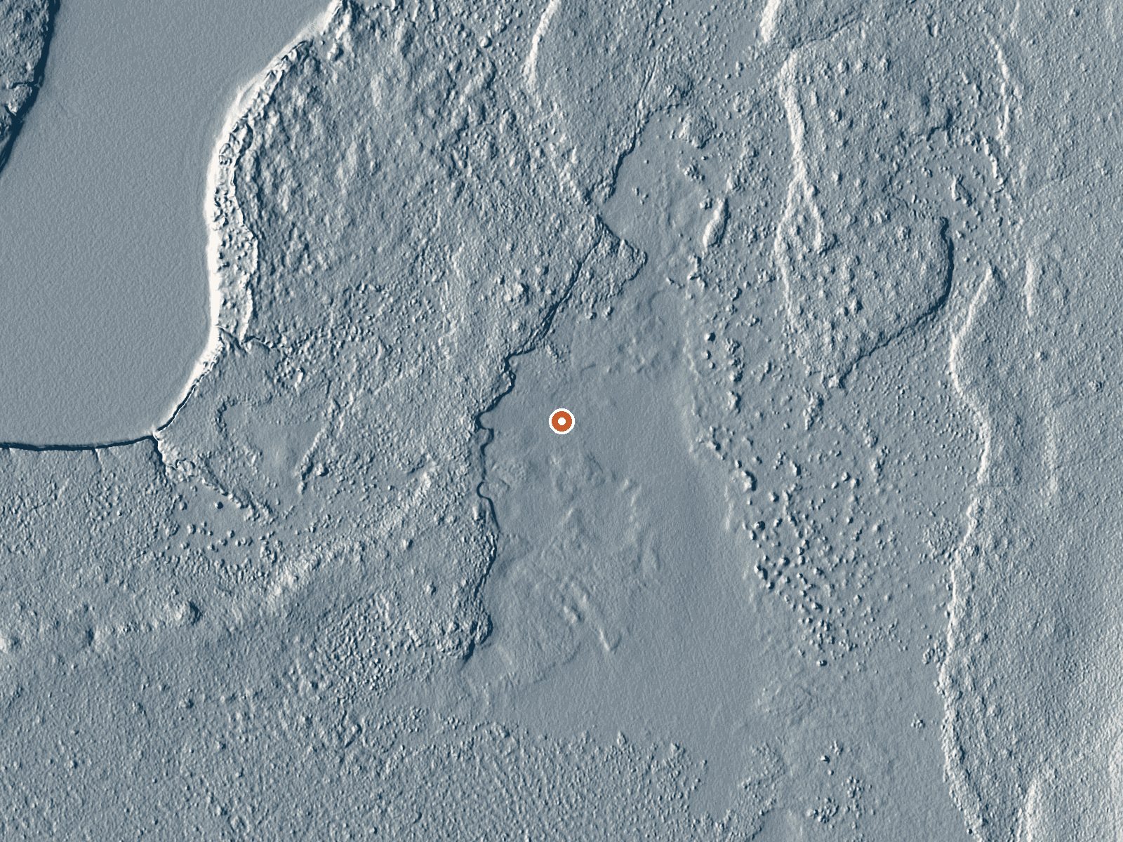 LiDAR bare-earth view of the same ground around Warm Springs