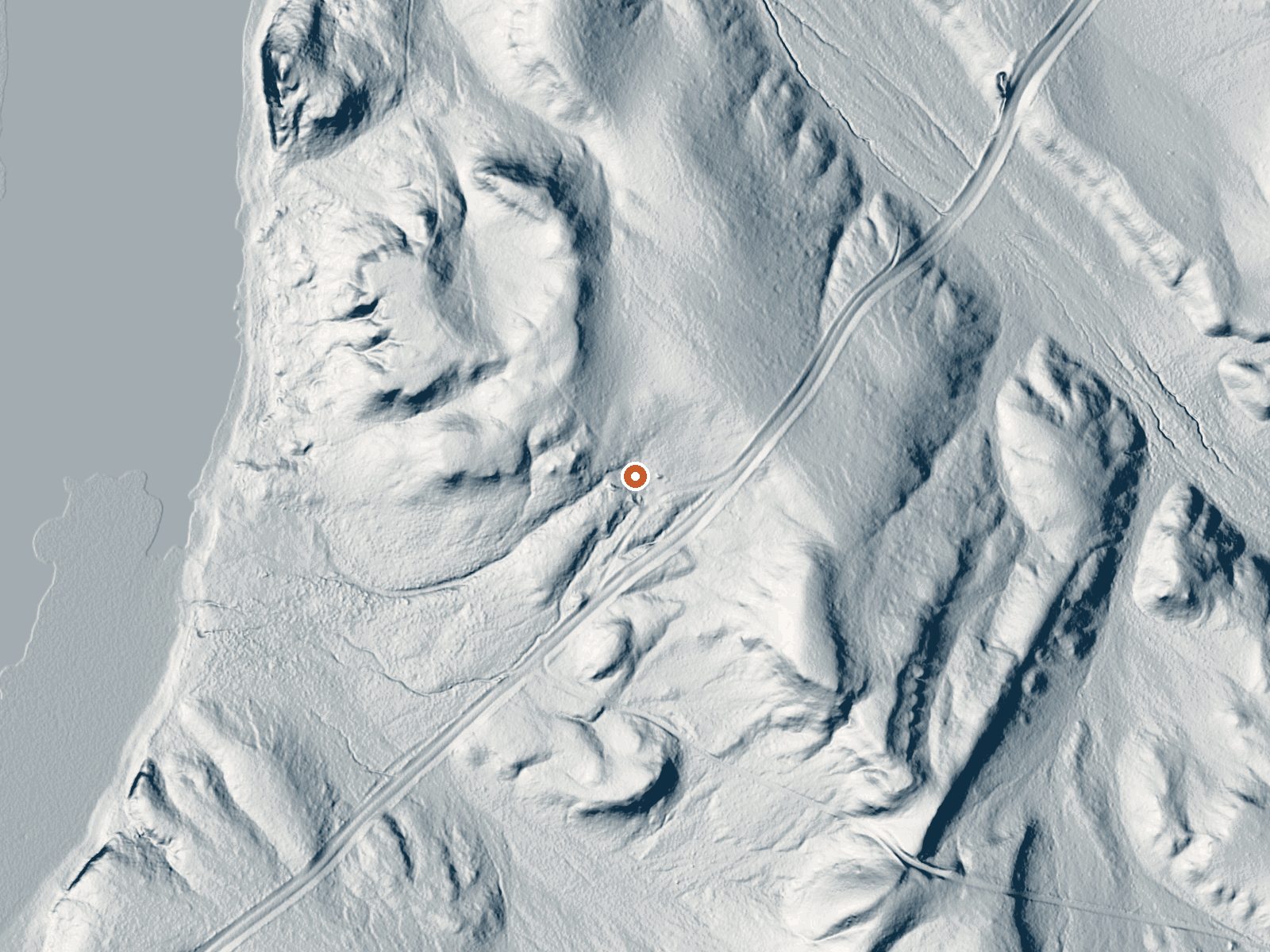 LiDAR bare-earth view of the same ground around Warm Springs