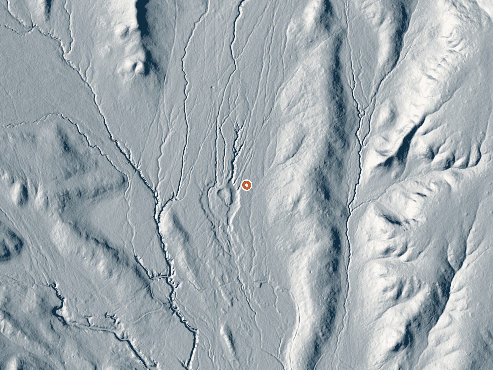 LiDAR bare-earth view of the same ground around Warm Springs