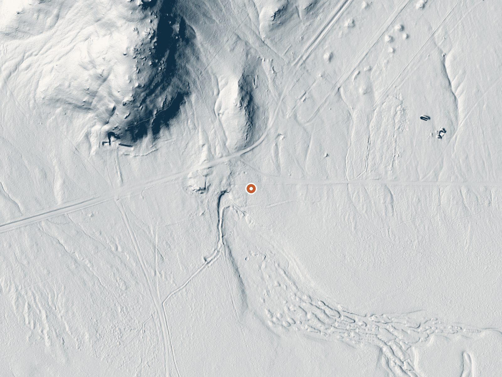 LiDAR bare-earth view of the same ground around Warm Springs