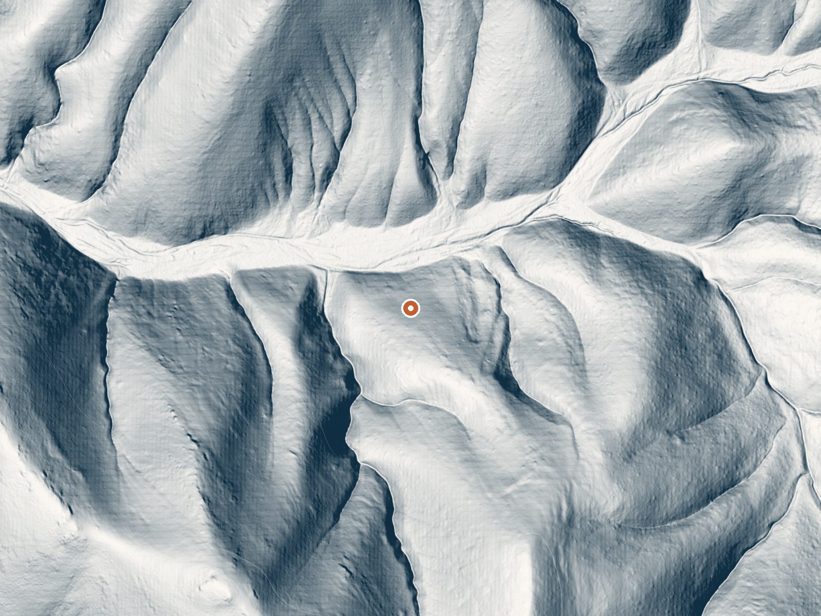 LiDAR bare-earth view of the same ground around the spring