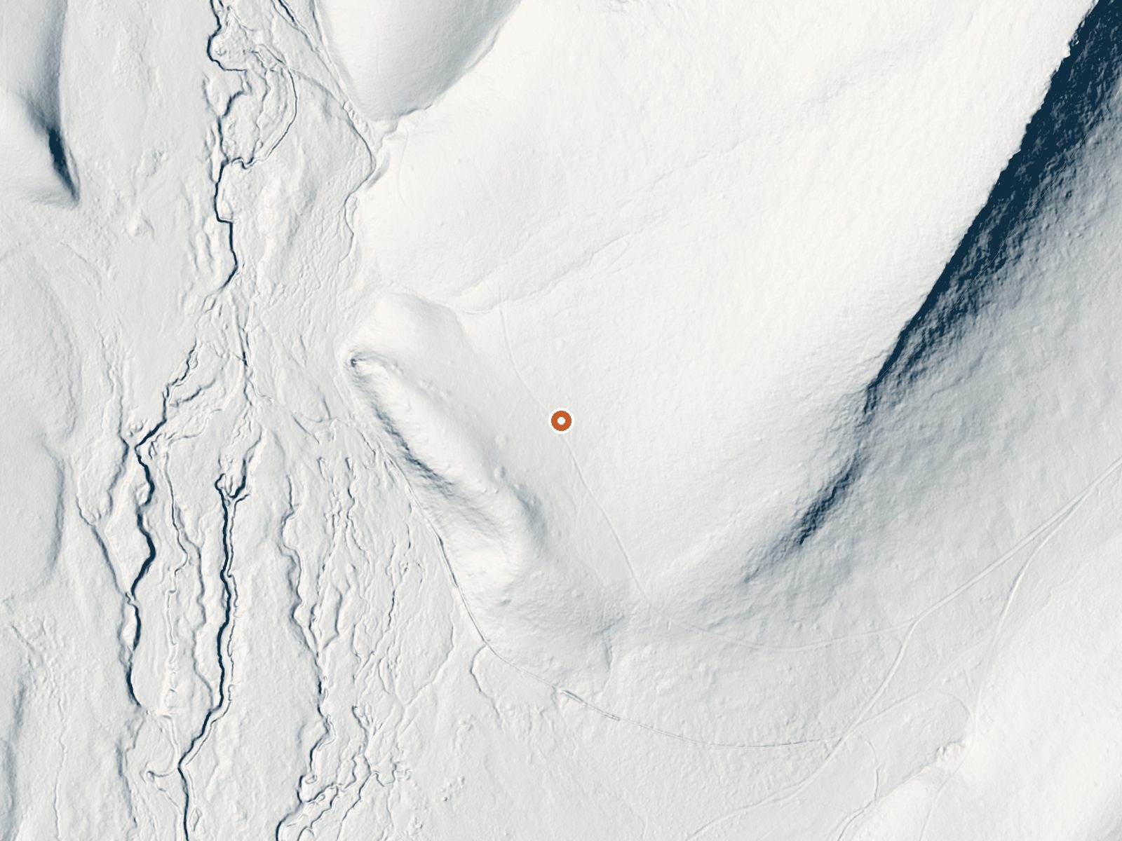 LiDAR bare-earth view of the same ground around the spring