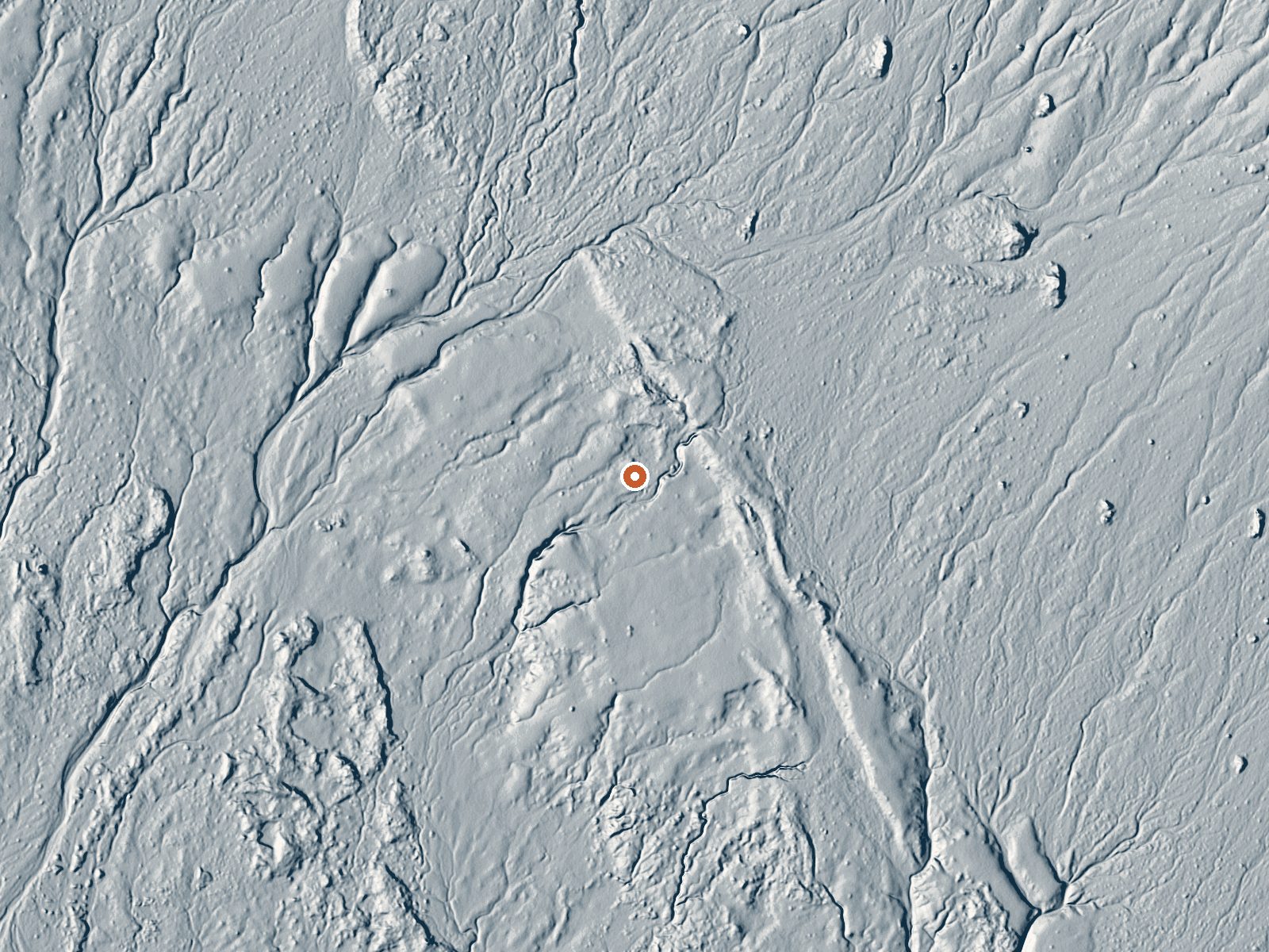 LiDAR bare-earth view of the same ground around the spring