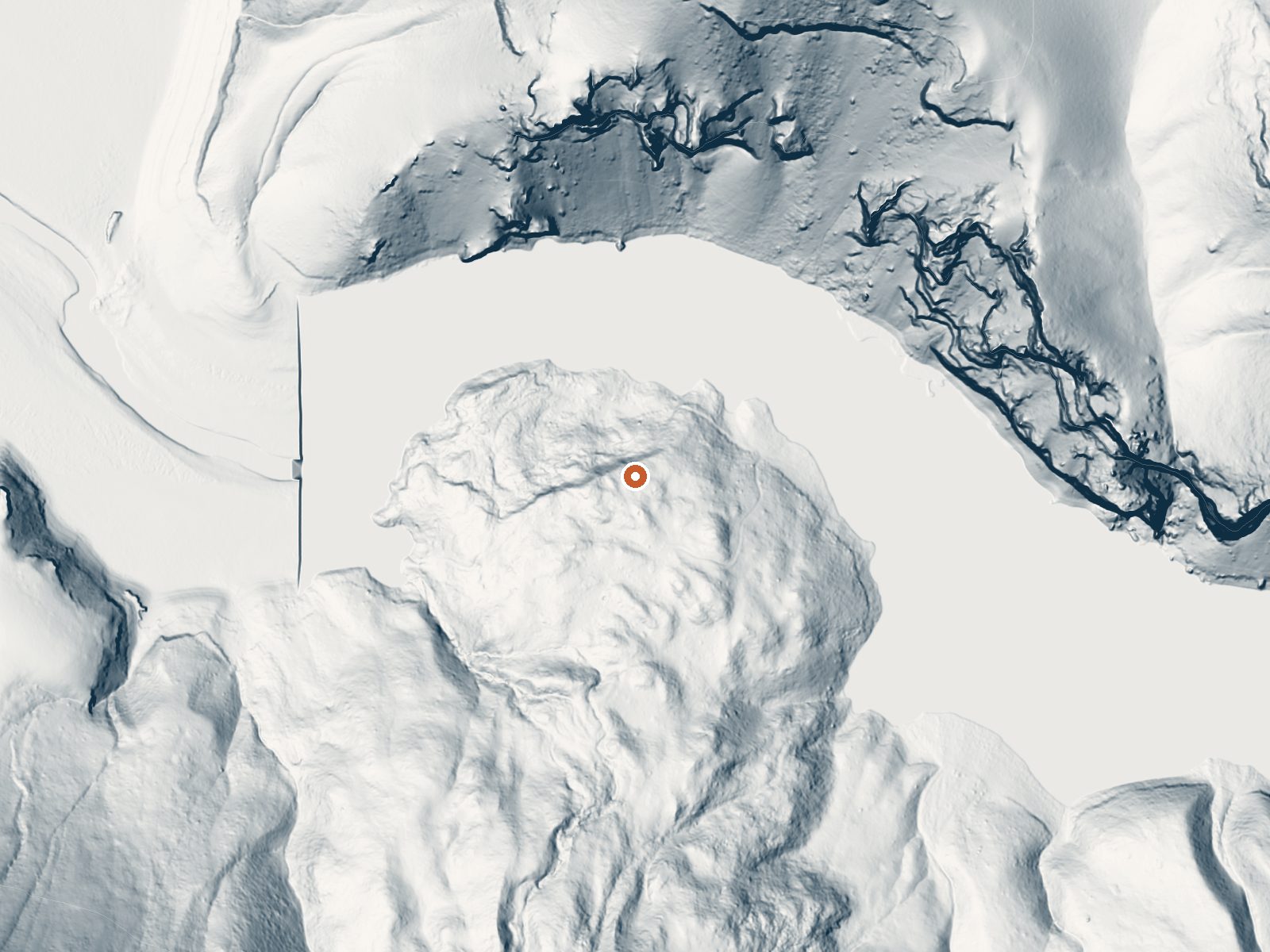 LiDAR bare-earth view of the same ground around Hot Spring