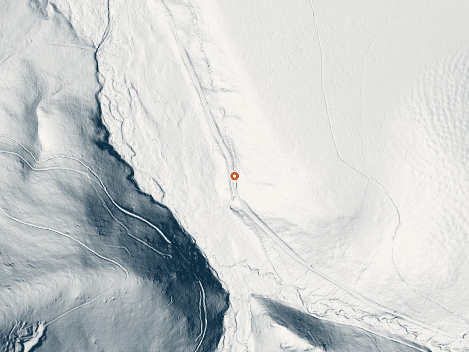 LiDAR bare-earth view of the same ground around Limekiln Hot Spring