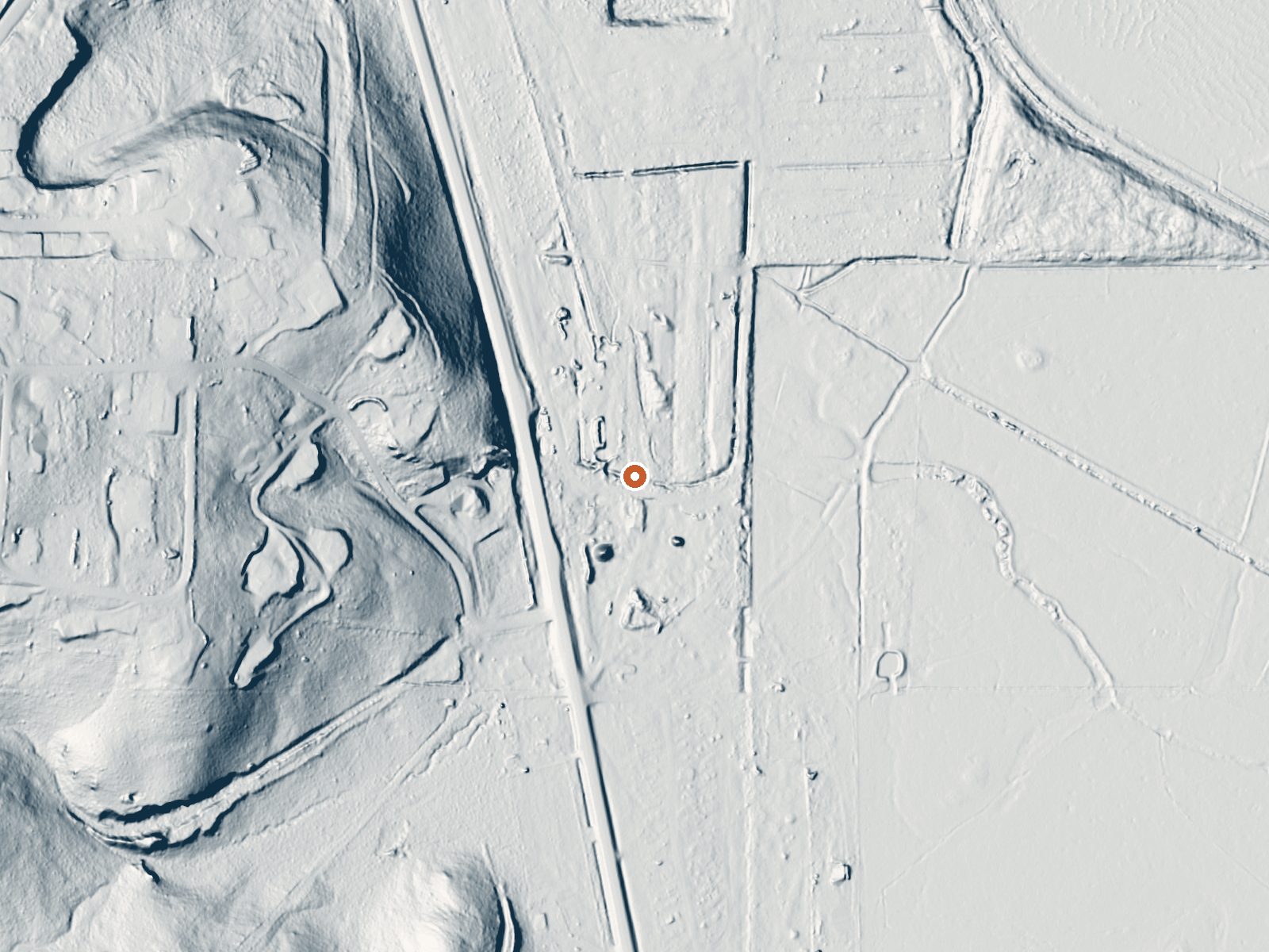 LiDAR bare-earth view of the same ground around Millpond Hot Spring