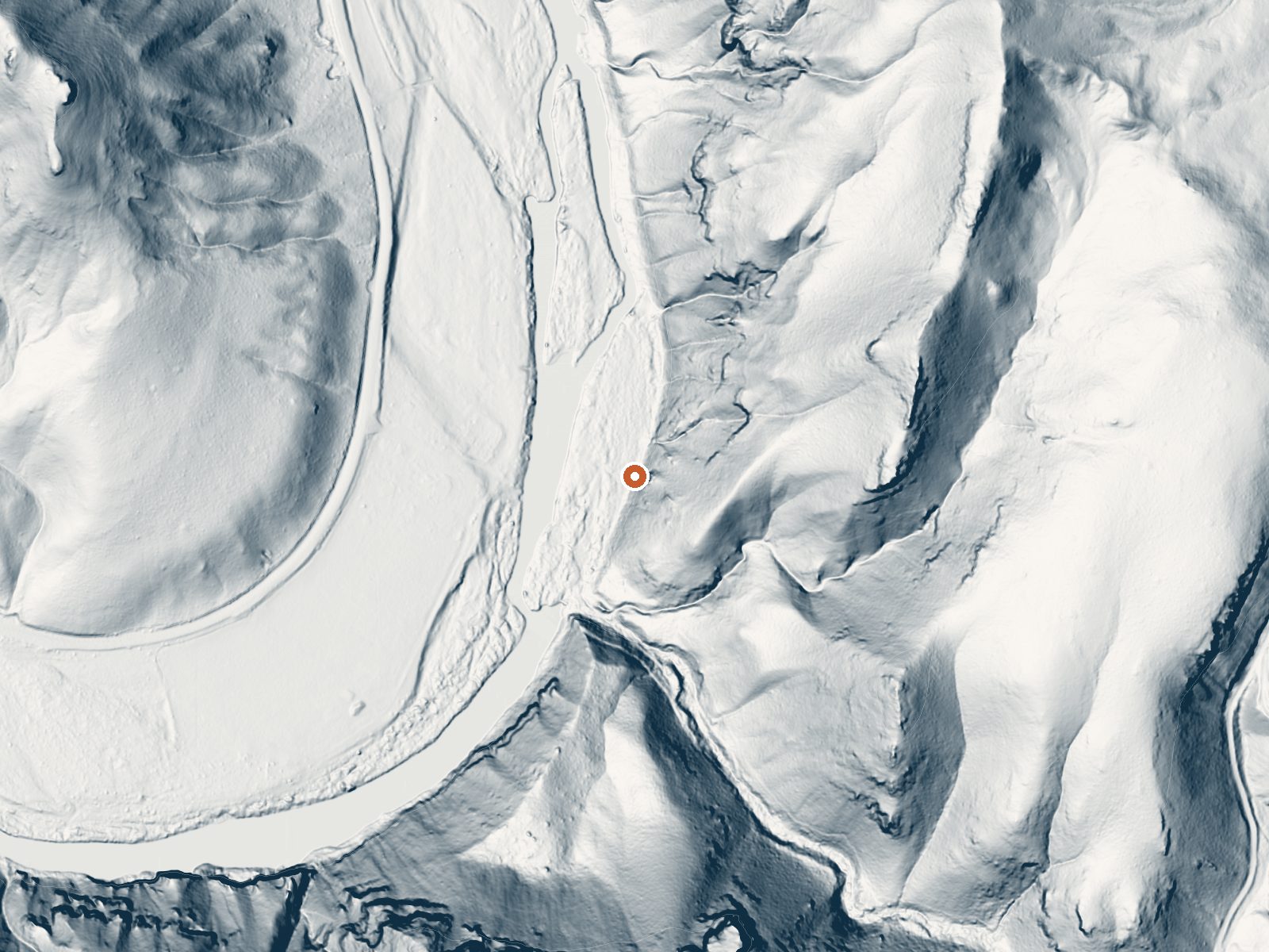 LiDAR bare-earth view of the same ground around South Black Willow Spring