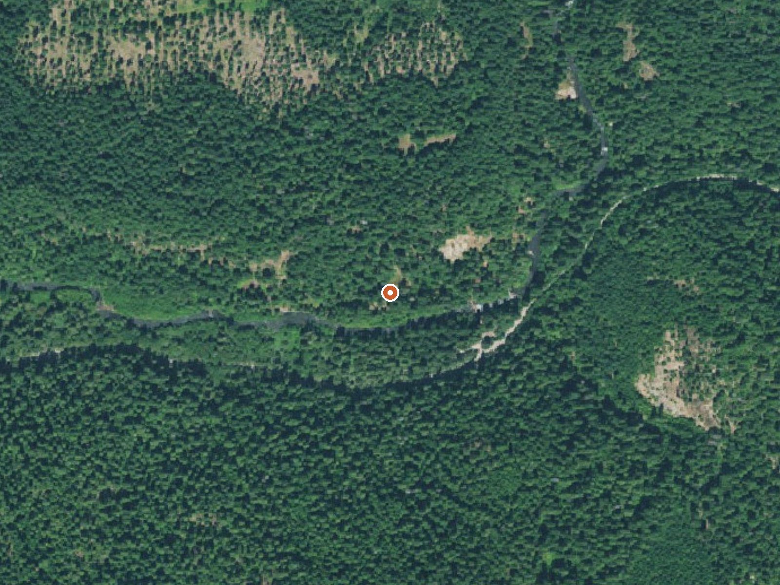 Aerial view of the ground around Umpqua Hot Springs