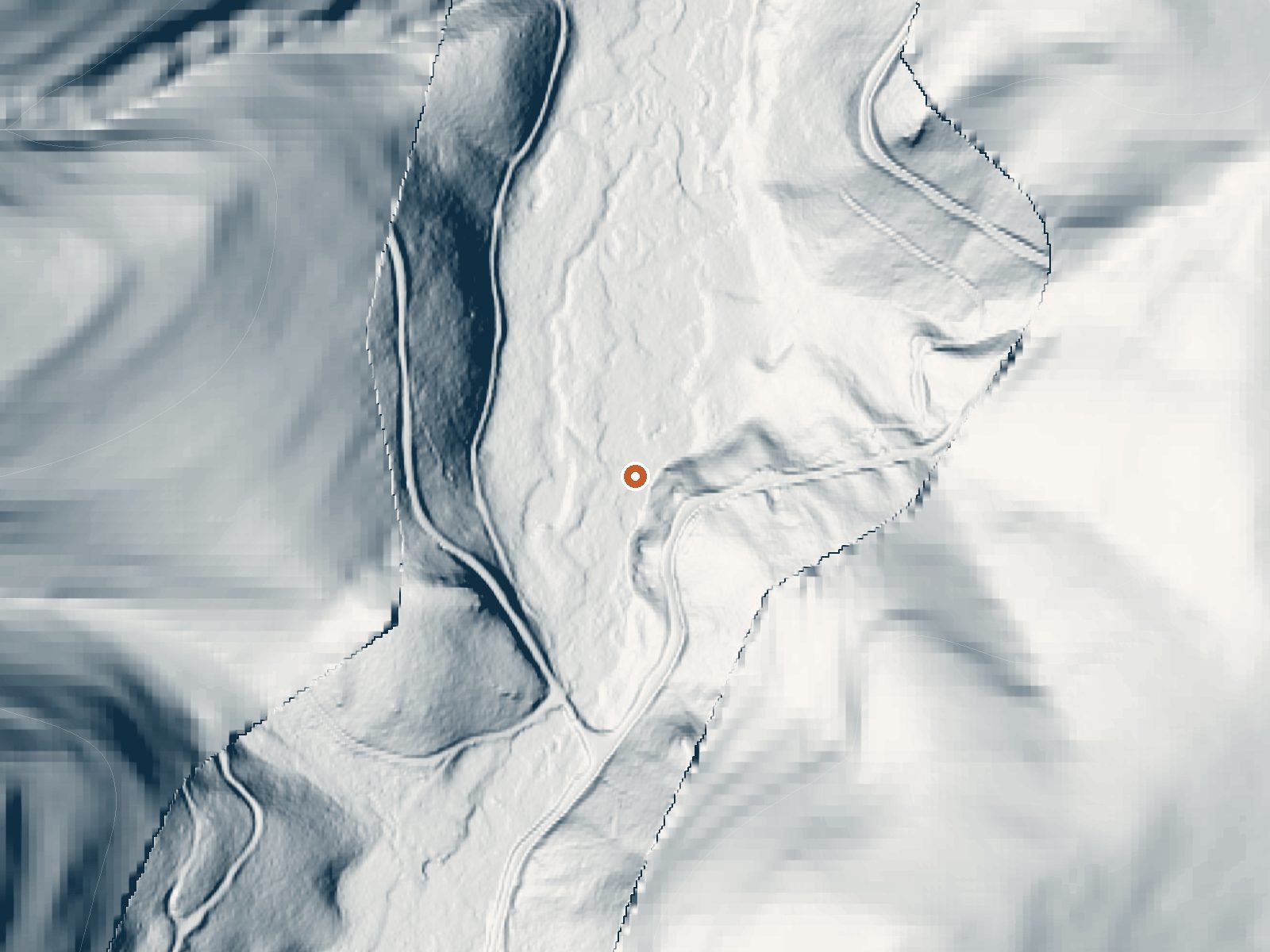 LiDAR bare-earth view of the same ground around Warm Mineral Spring