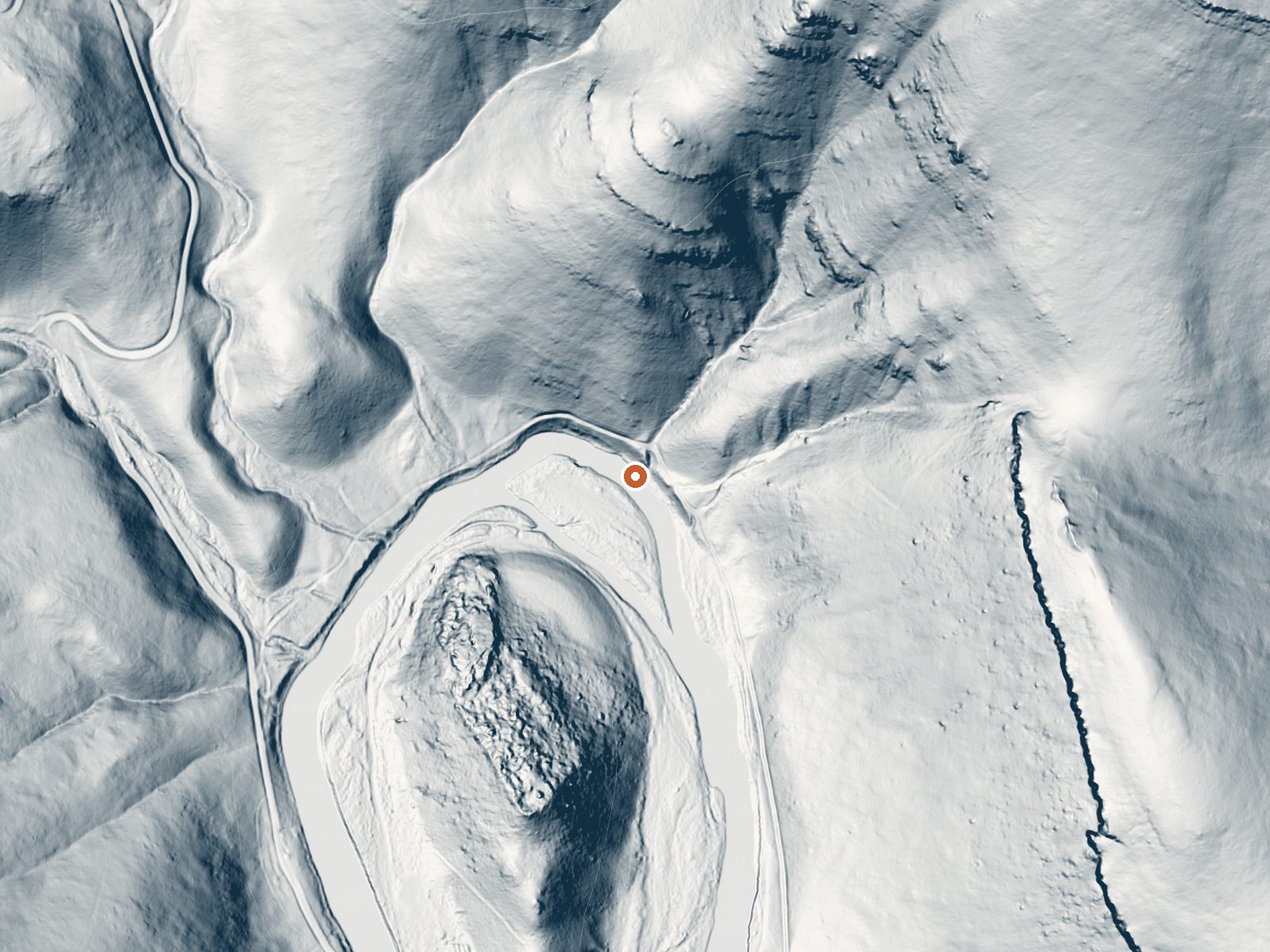 LiDAR bare-earth view of the same ground around Warm Spring