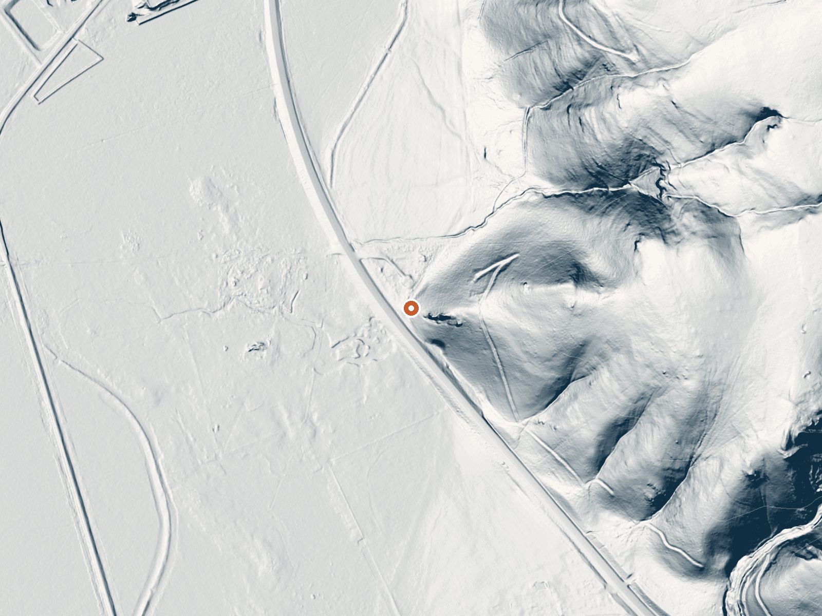 LiDAR bare-earth view of the same ground around Barry Ranch Hot Springs
