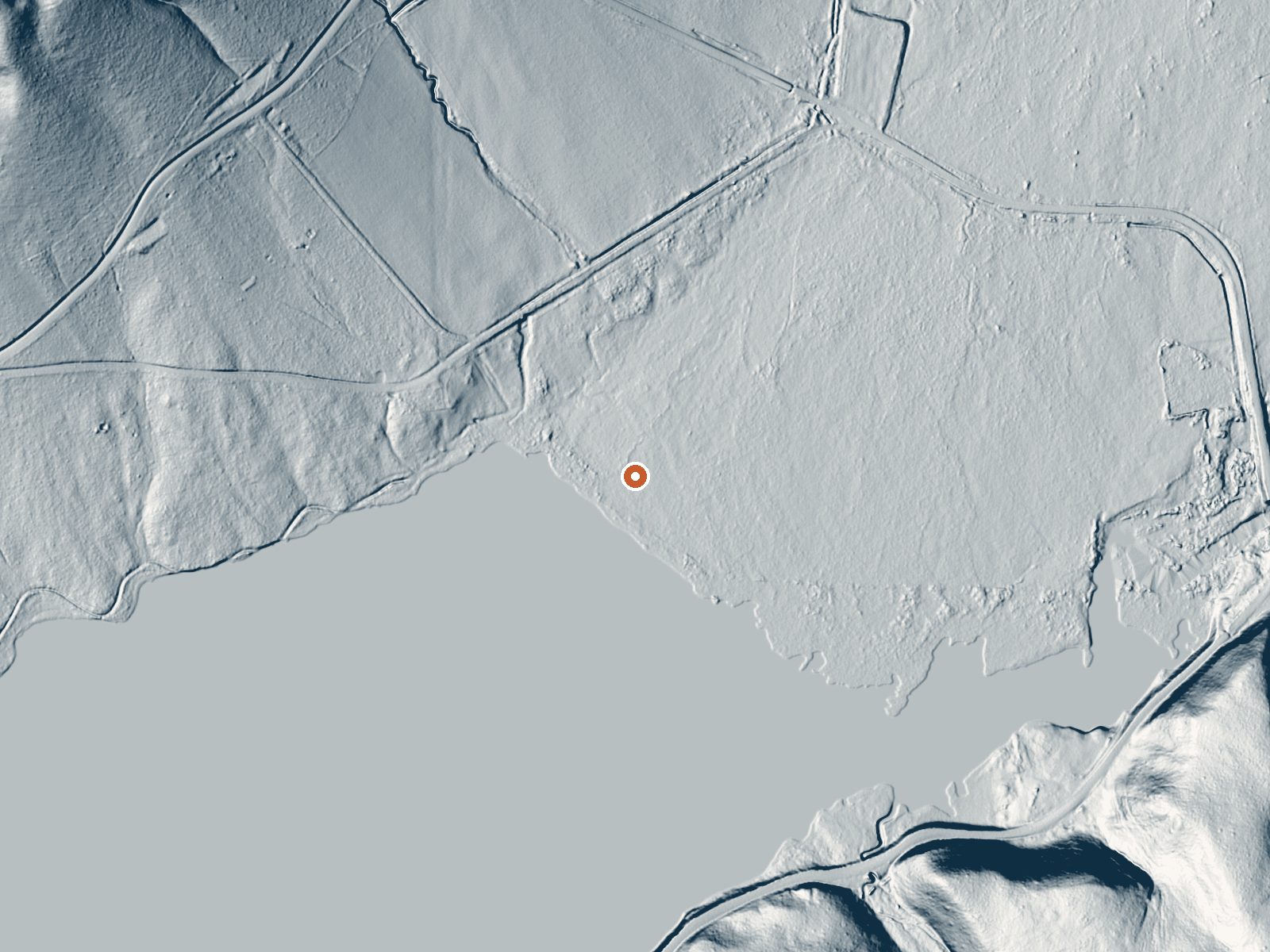 LiDAR bare-earth view of the same ground around Beulah Hot Springs
