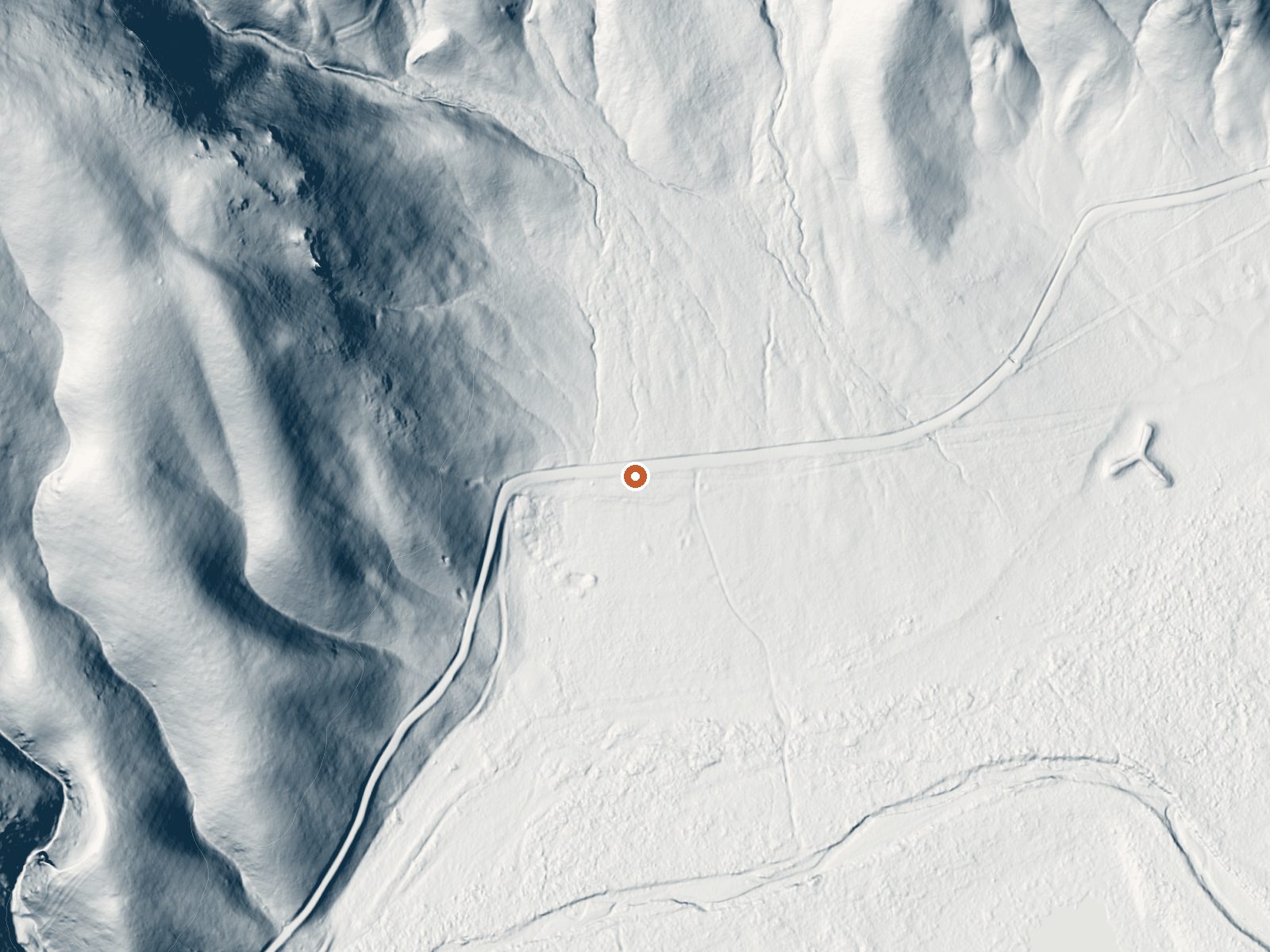 LiDAR bare-earth view of the same ground around Bully Creek Spring