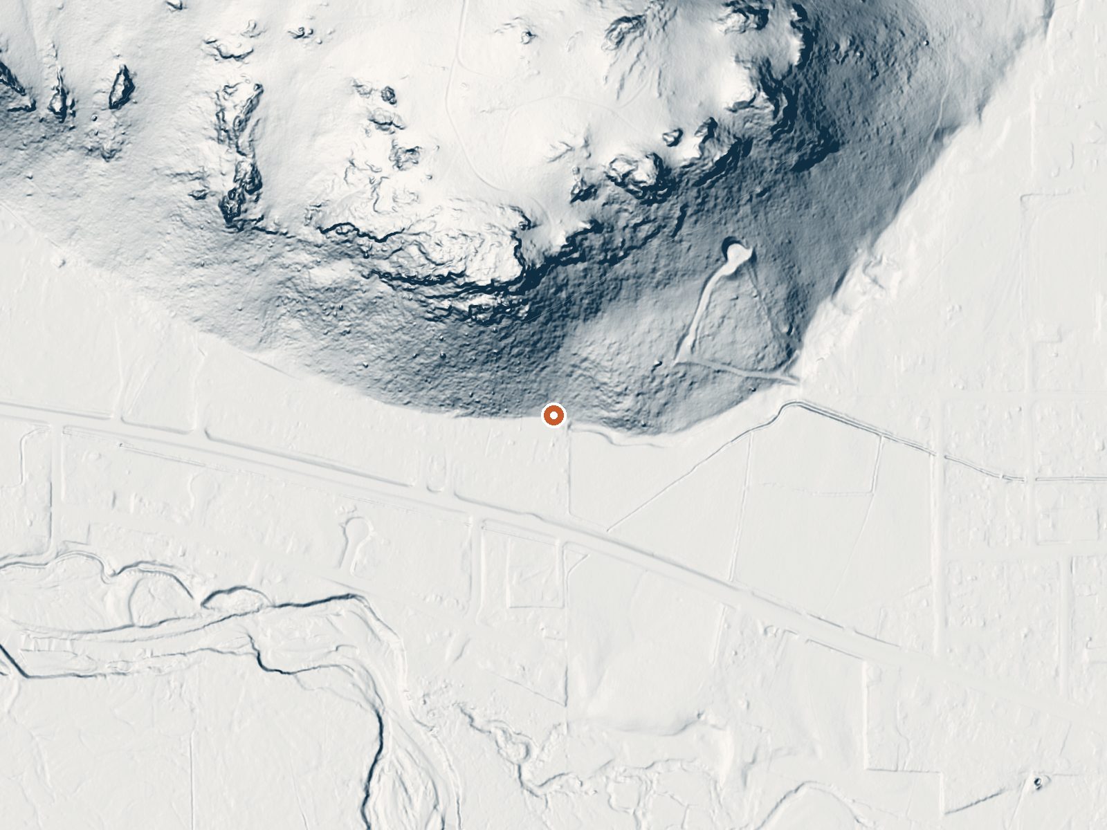LiDAR bare-earth view of the same ground around Canters Hot Spring