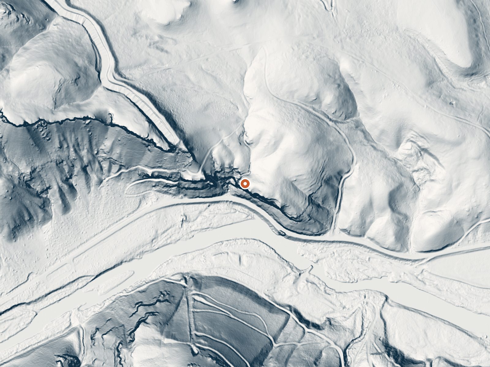 LiDAR bare-earth view of the same ground around Deer Butte Hot Spring
