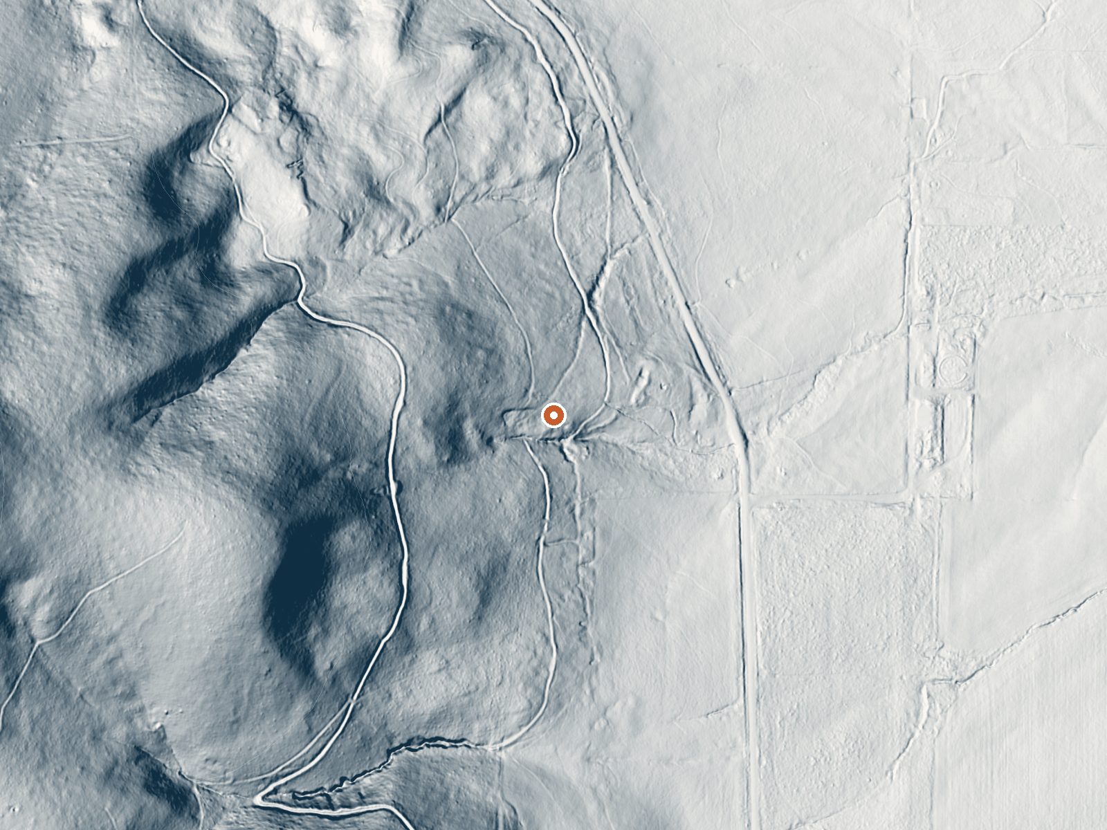 LiDAR bare-earth view of the same ground around Fisher Hot Springs