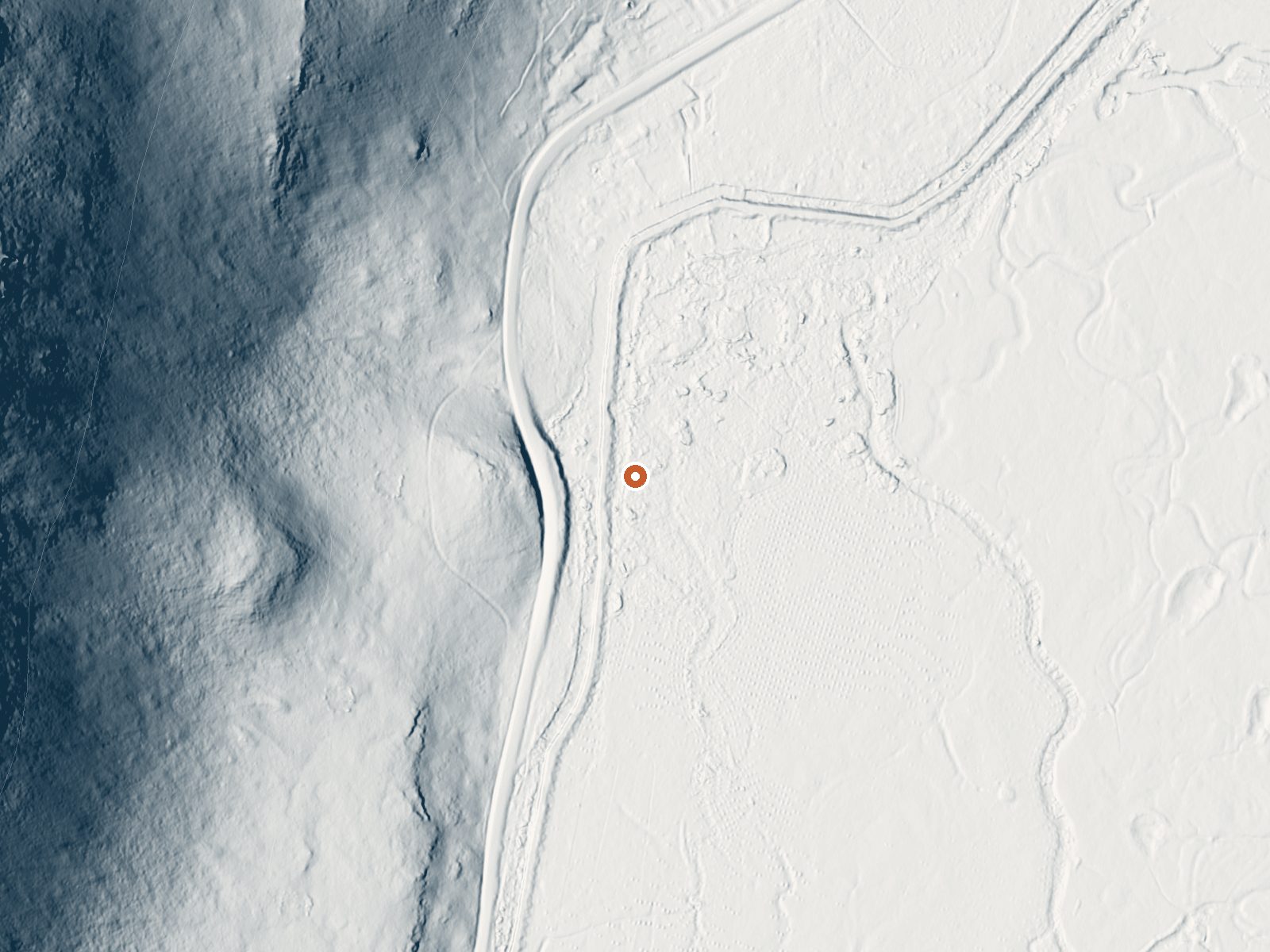 LiDAR bare-earth view of the same ground around Fivemile Spring (Hoghouse Hot Sprs)