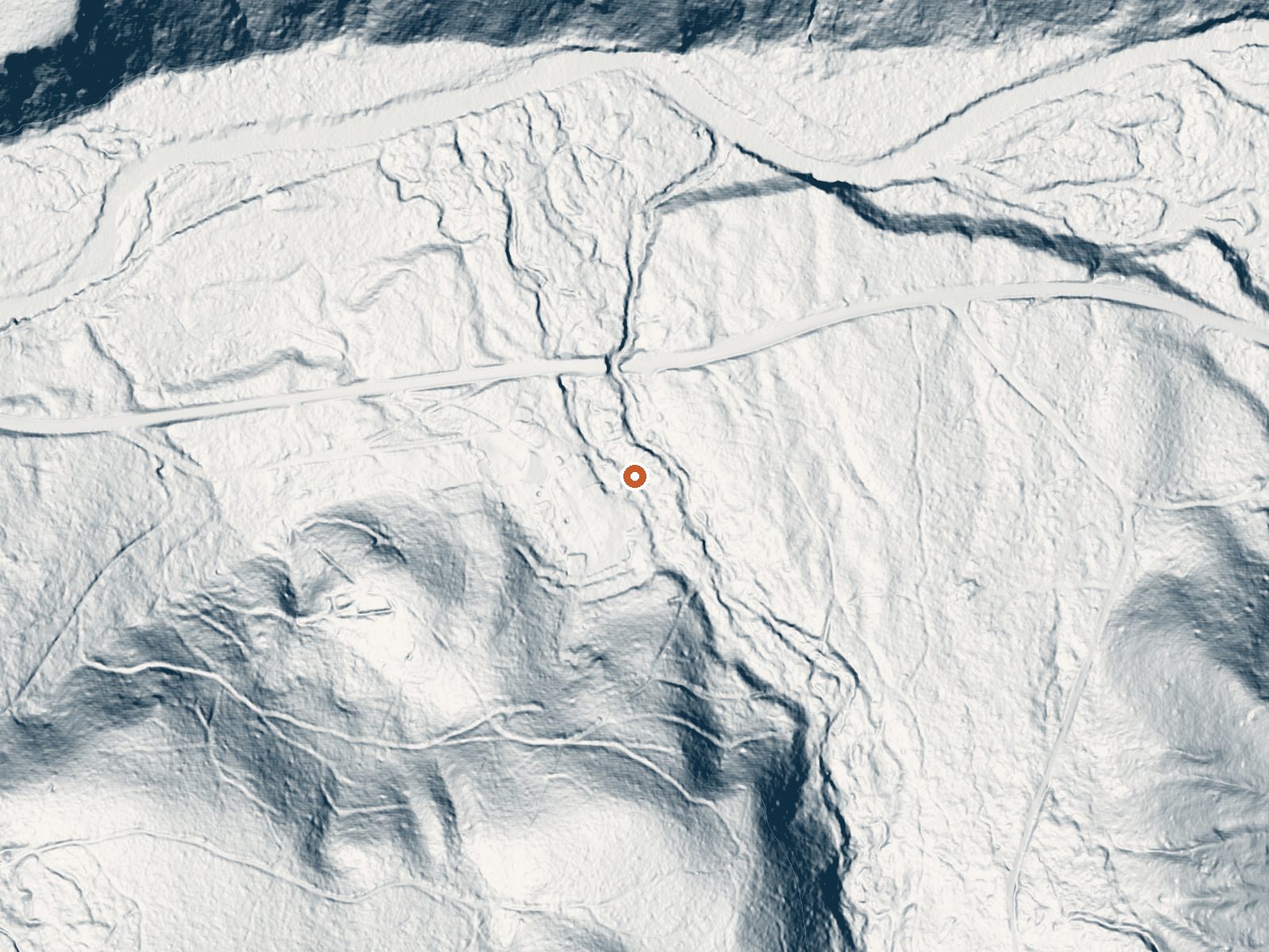 LiDAR bare-earth view of the same ground around Foley Springs