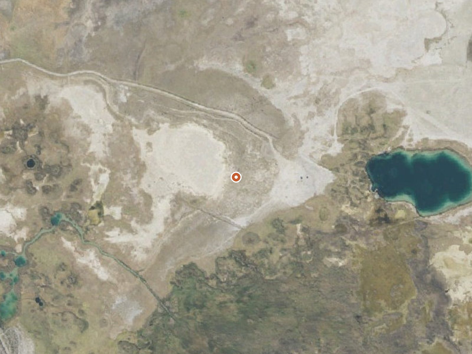Aerial view of the ground around Blue Lake Spring