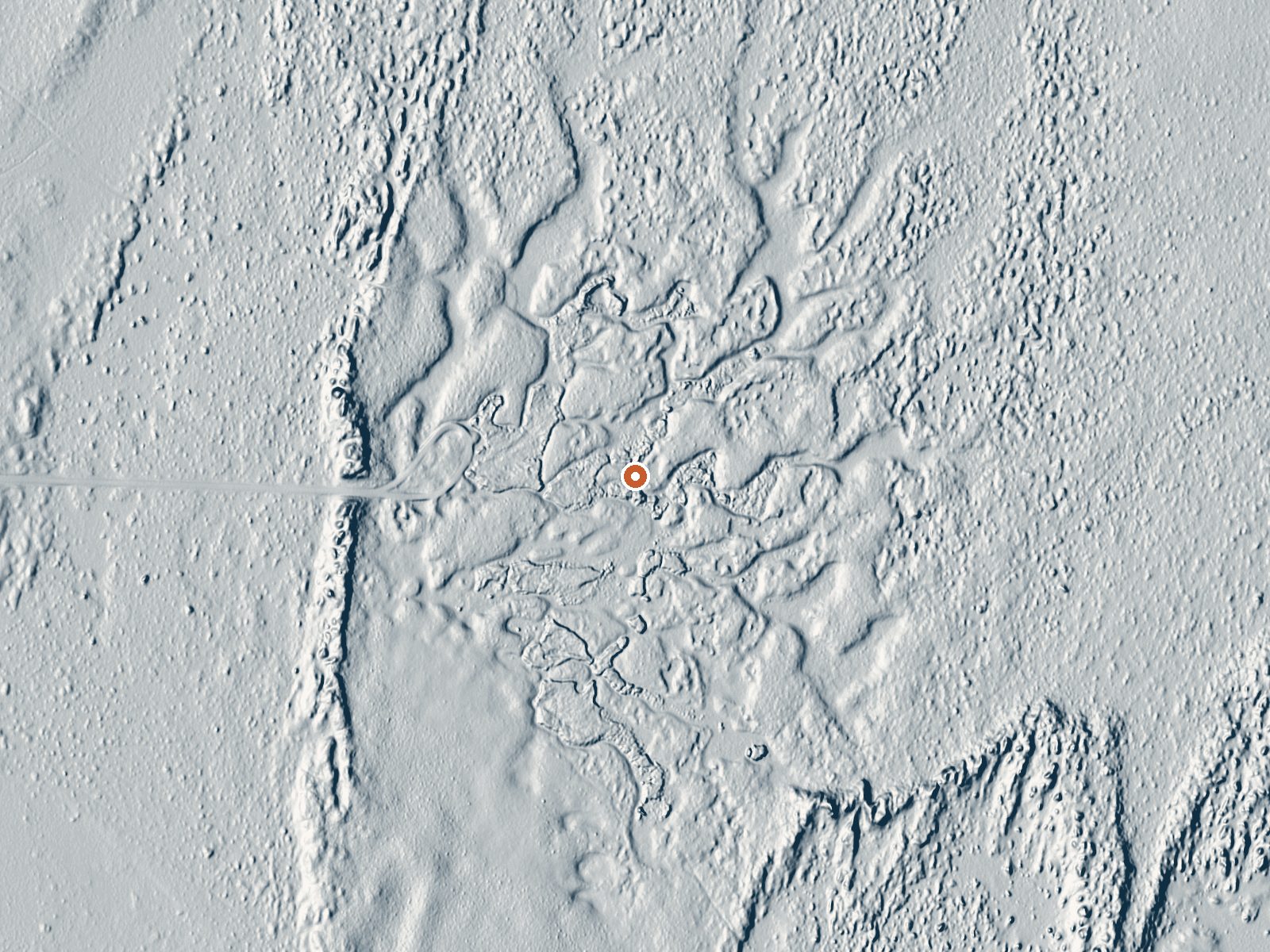 LiDAR bare-earth view of the same ground around Coyote Spring