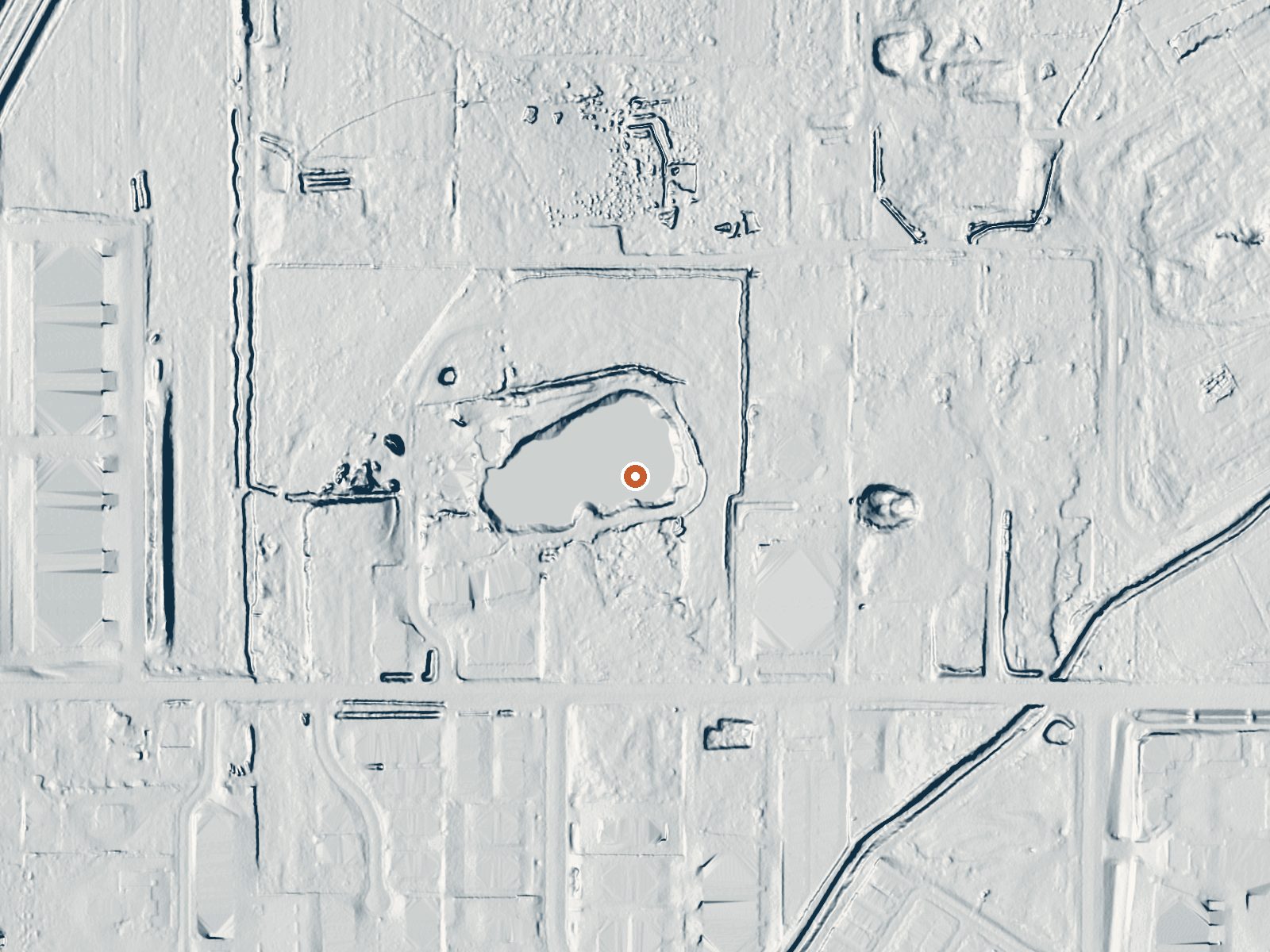 LiDAR bare-earth view of the same ground around Crystal Hot Springs