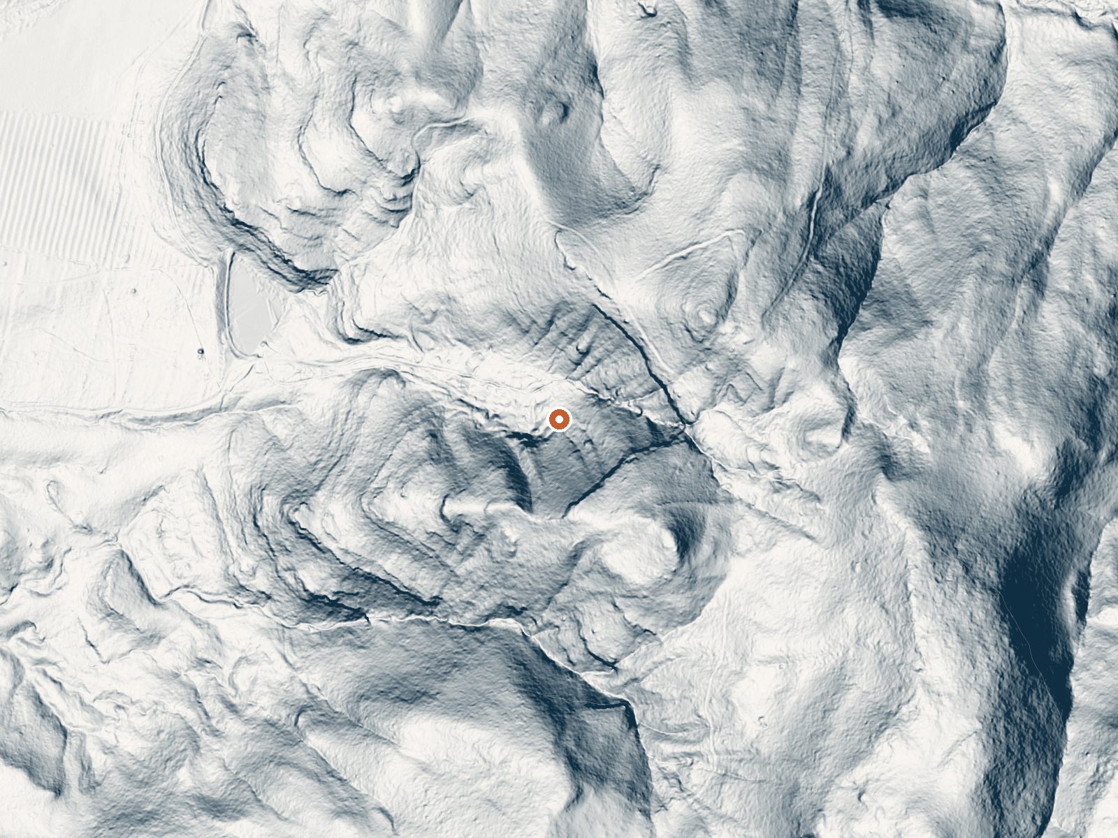 LiDAR bare-earth view of the same ground around Irvine Spring