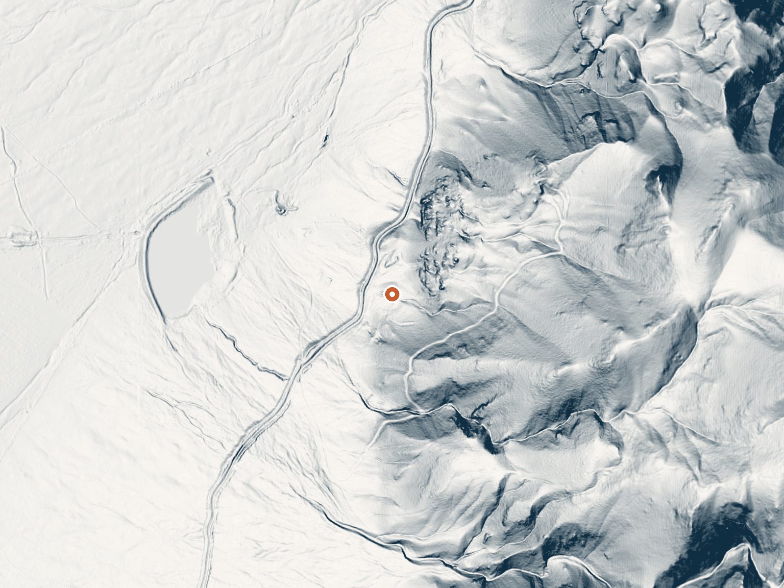 LiDAR bare-earth view of the same ground around Johnson Warm Spring