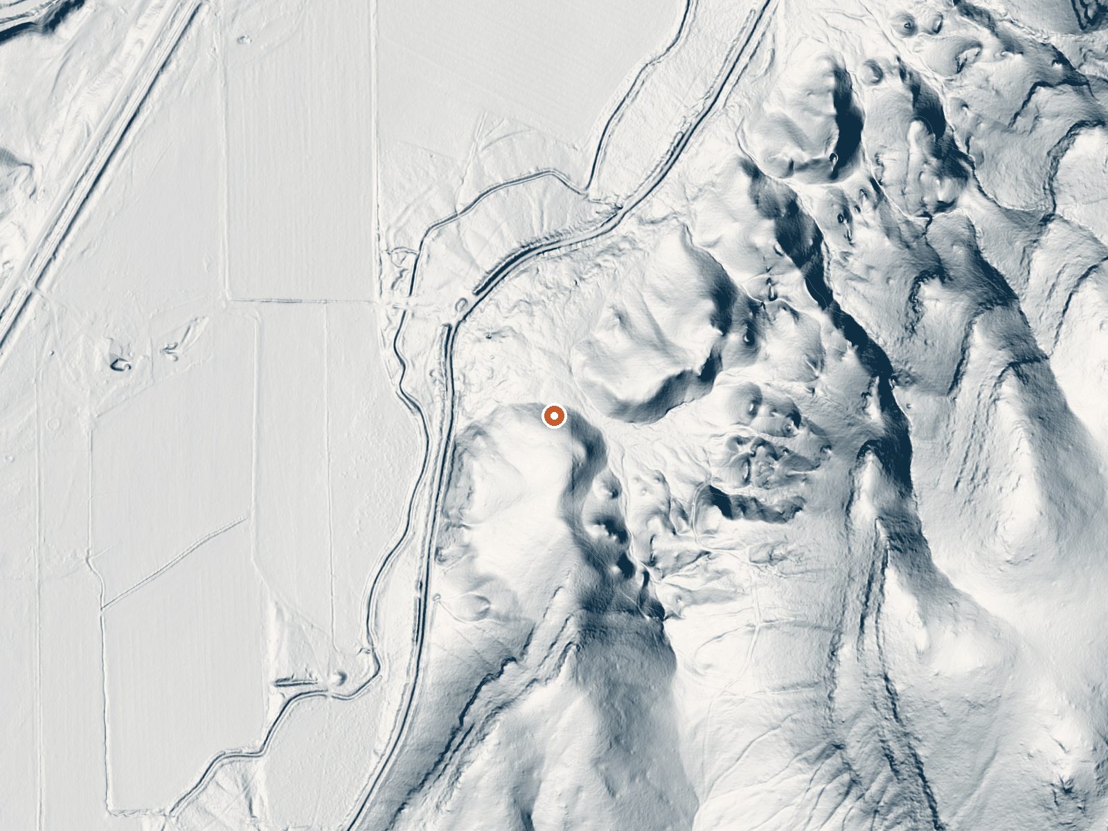 LiDAR bare-earth view of the same ground around Joseph Hot Springs