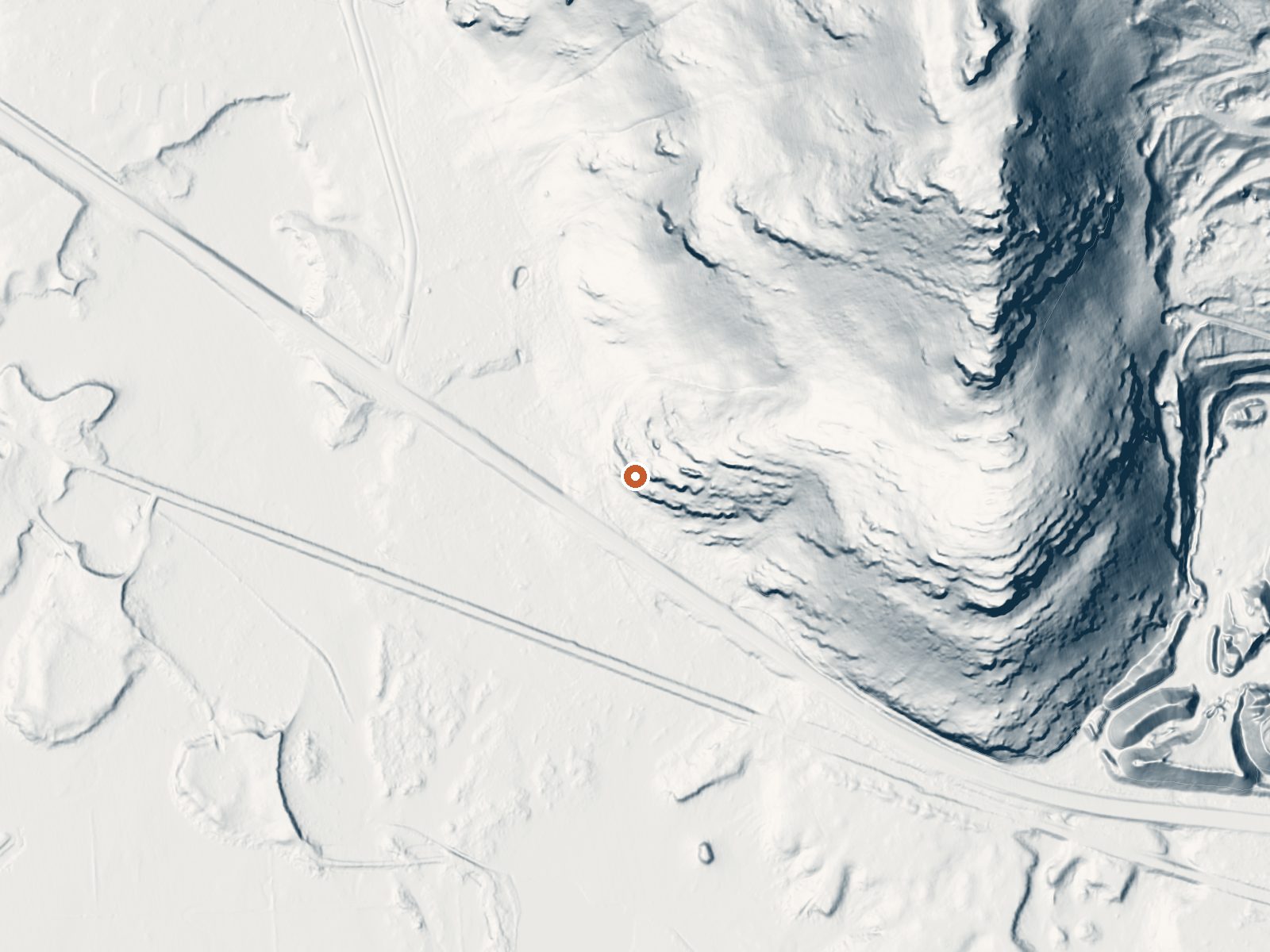 LiDAR bare-earth view of the same ground around Little Mountain Hot Spring