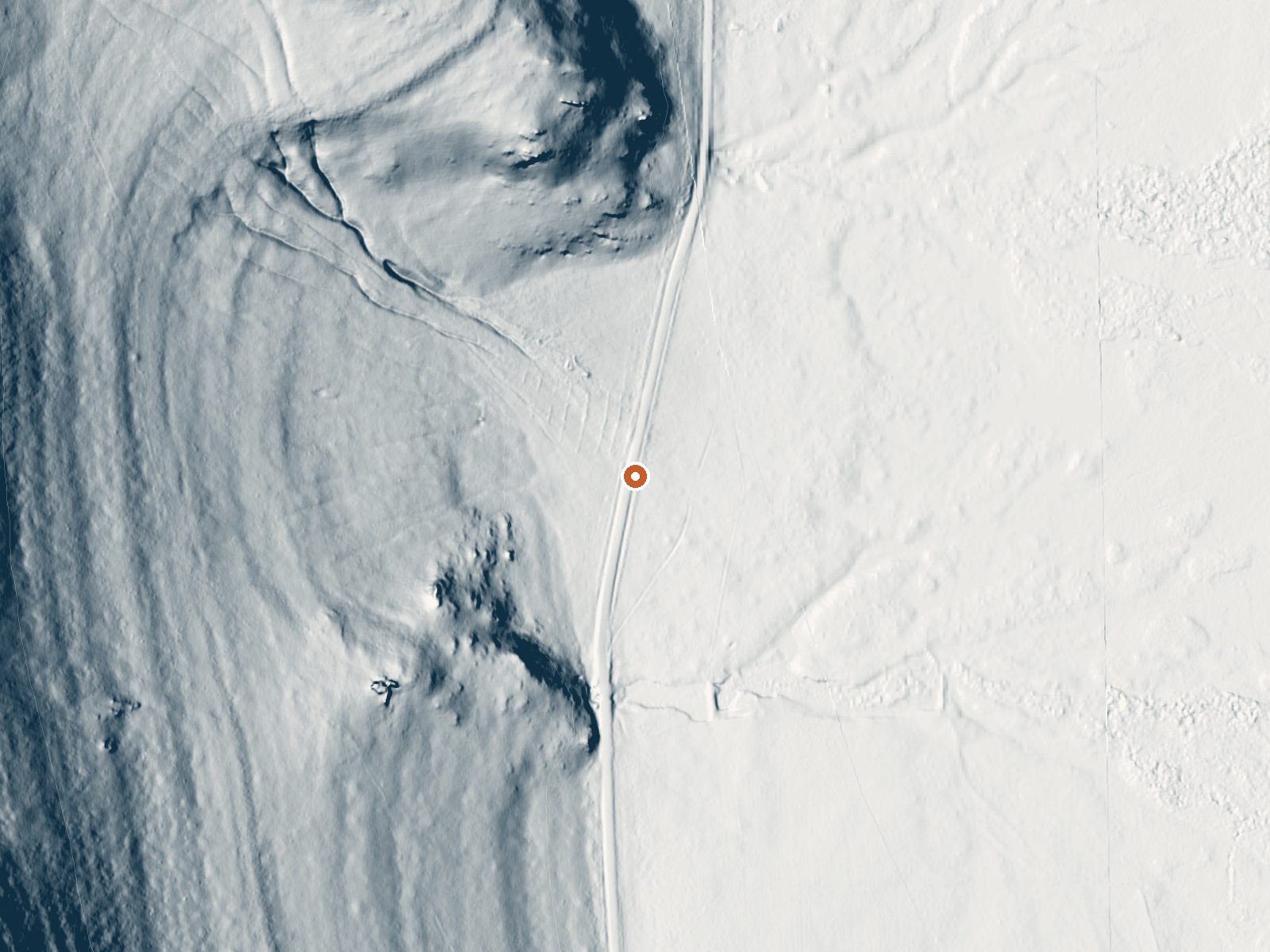 LiDAR bare-earth view of the same ground around Poulsen Spring (Salt)