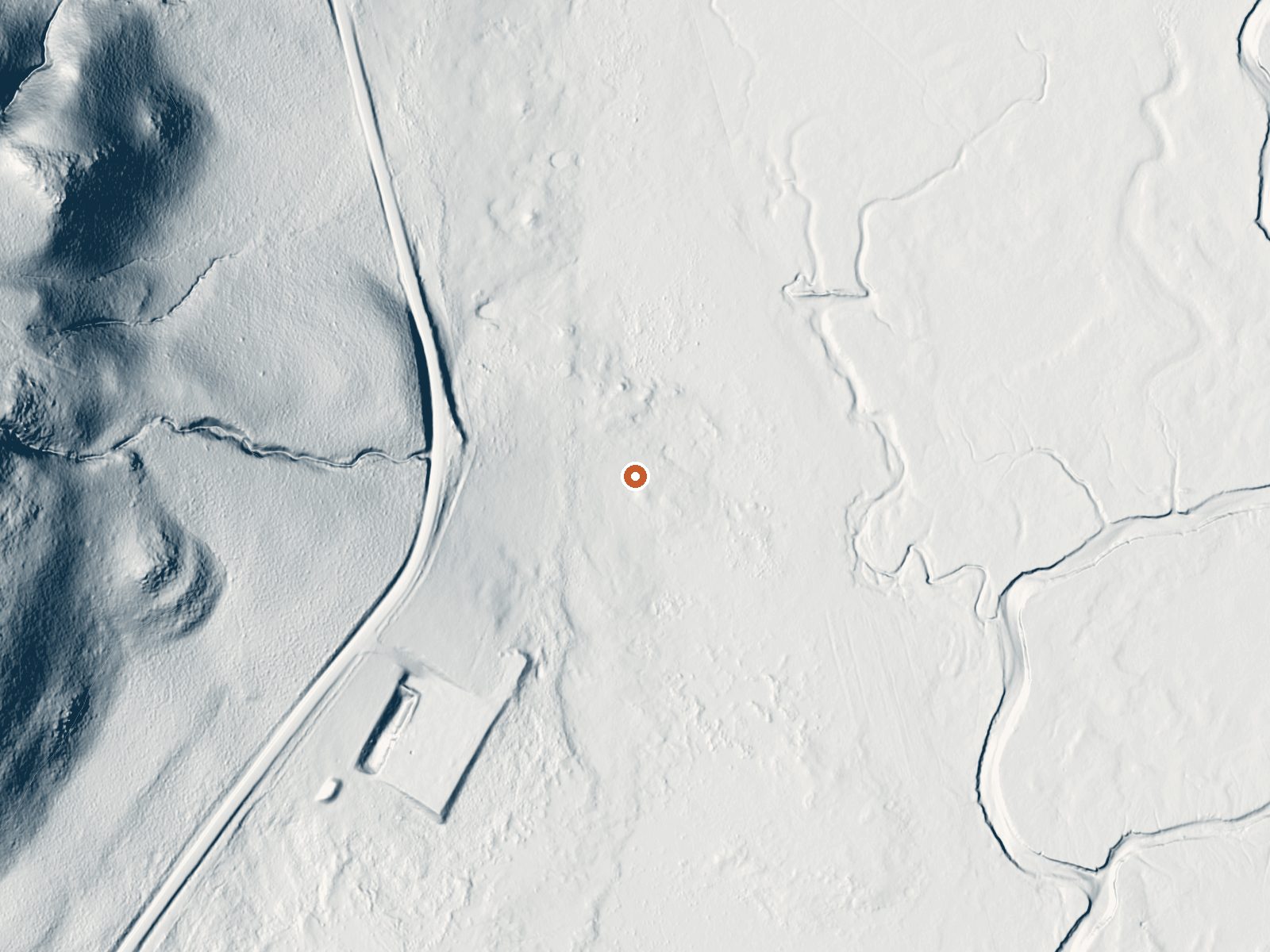 LiDAR bare-earth view of the same ground around Warner Valley Ranch