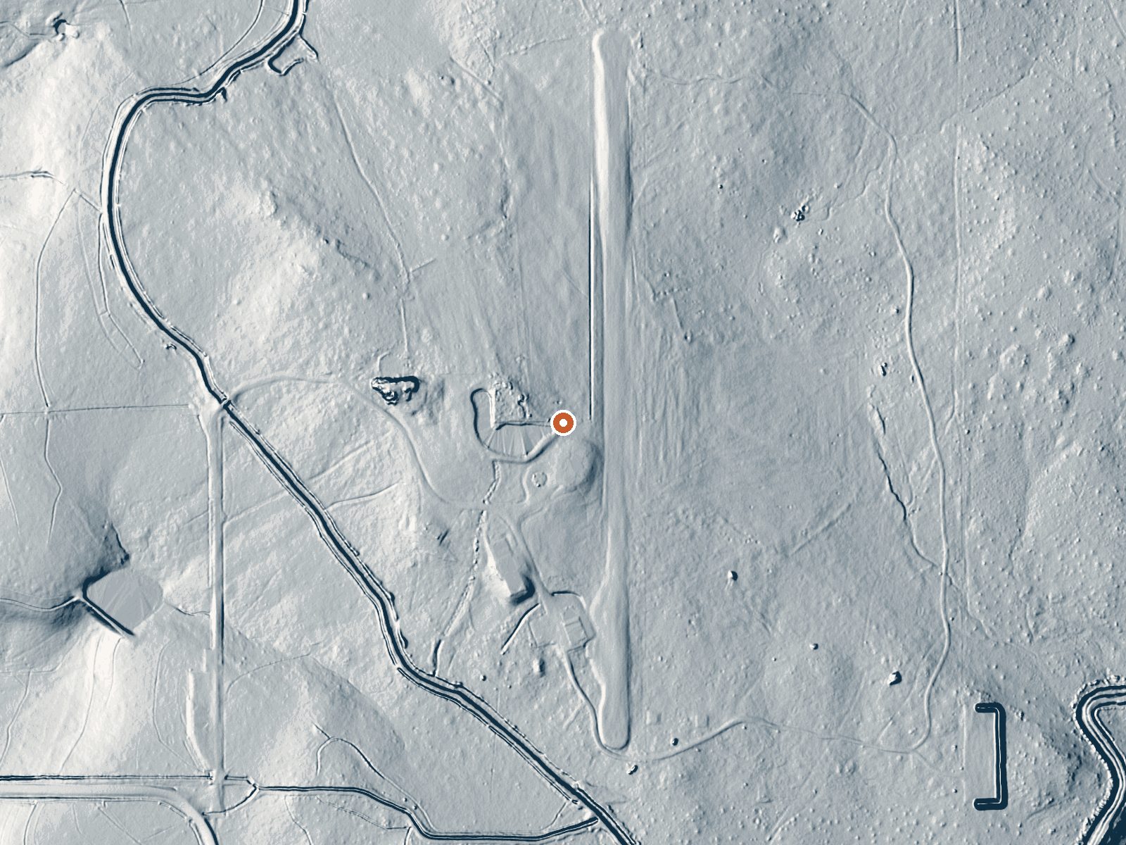 LiDAR bare-earth view of the same ground around Wilkersons Hot Spring
