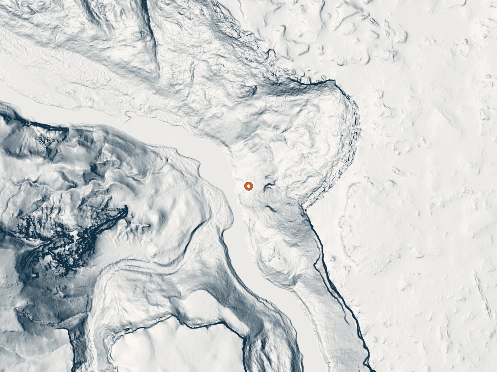 LiDAR bare-earth view of the same ground around the spring