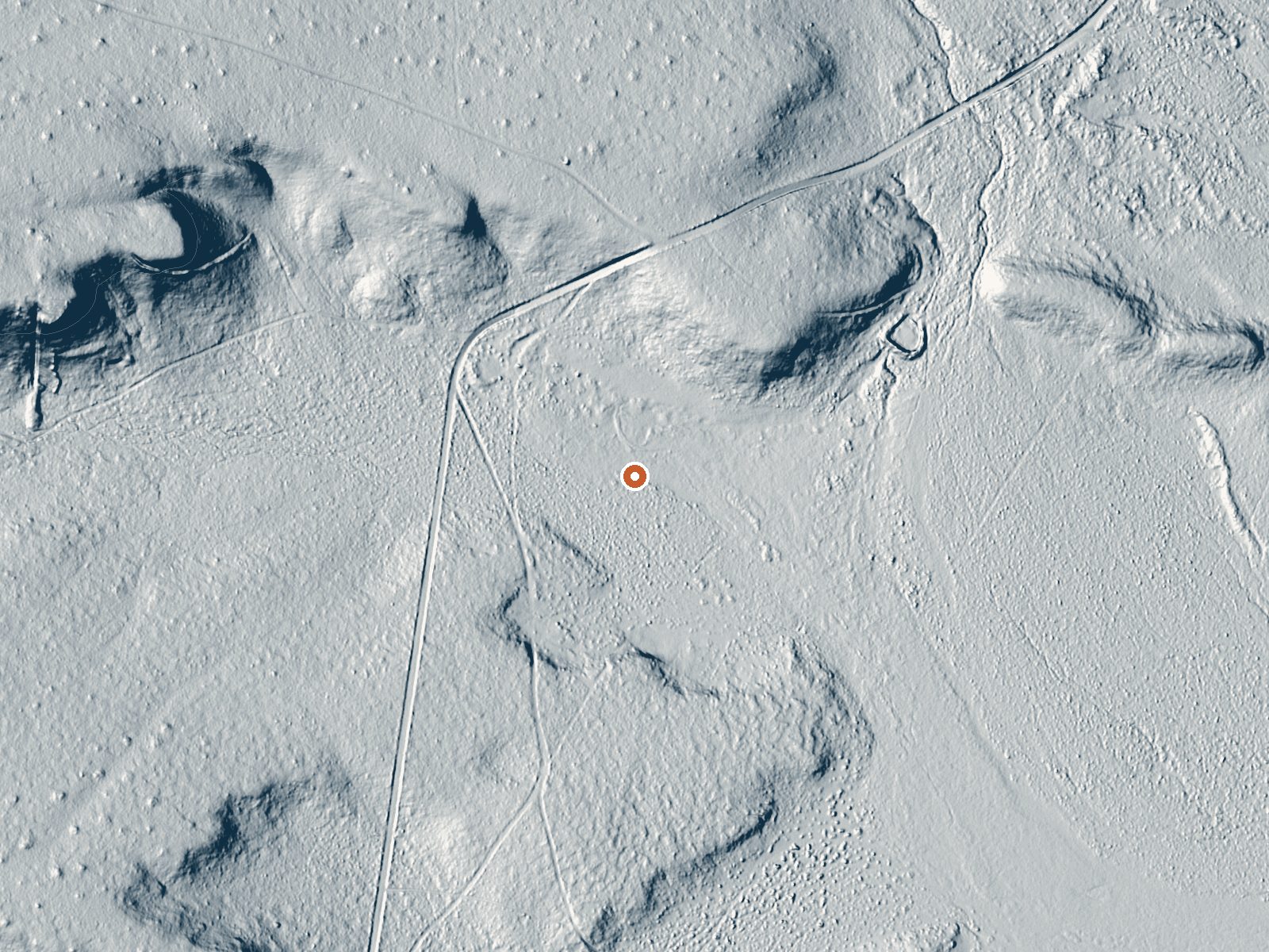 LiDAR bare-earth view of the same ground around the spring
