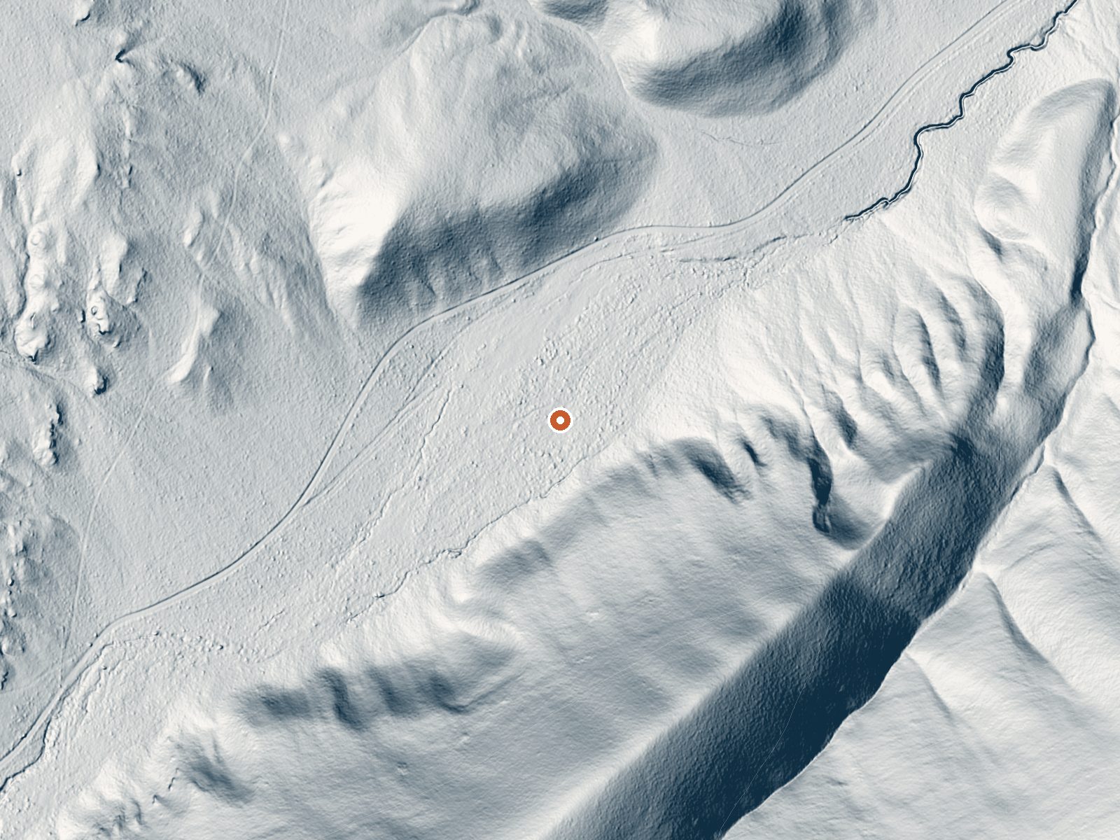 LiDAR bare-earth view of the same ground around the spring