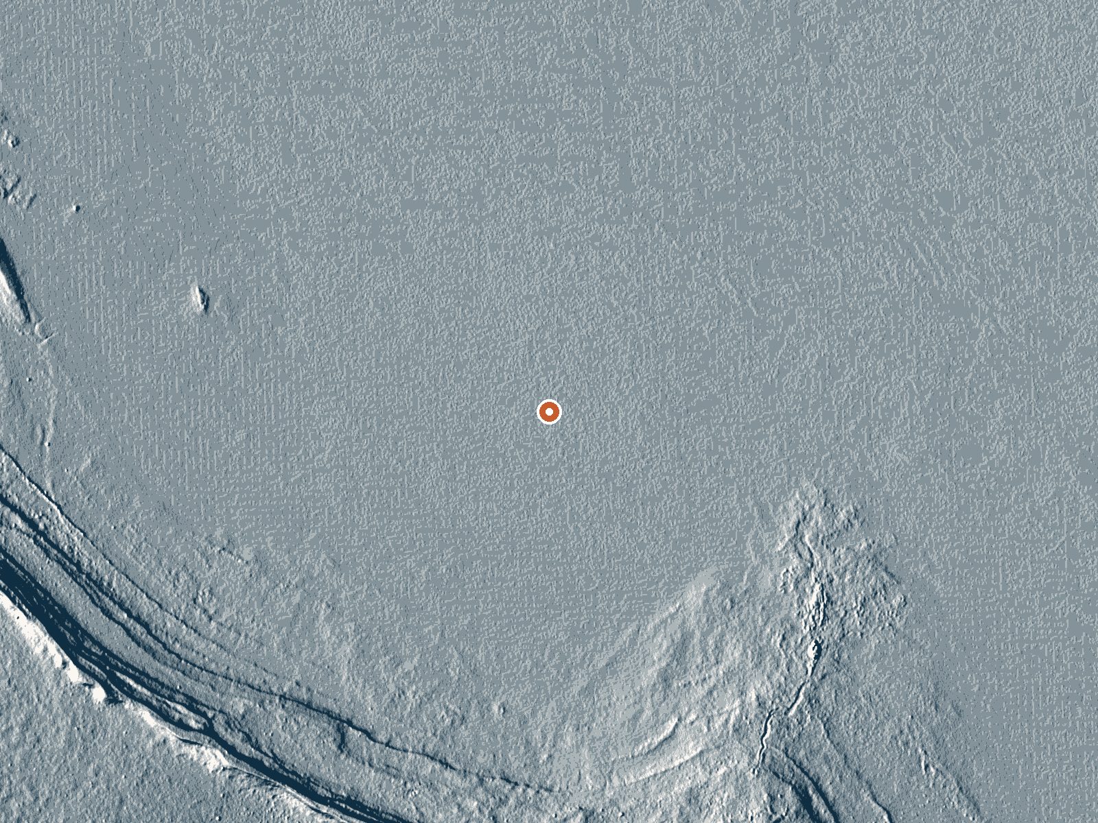 LiDAR bare-earth view of the same ground around the spring