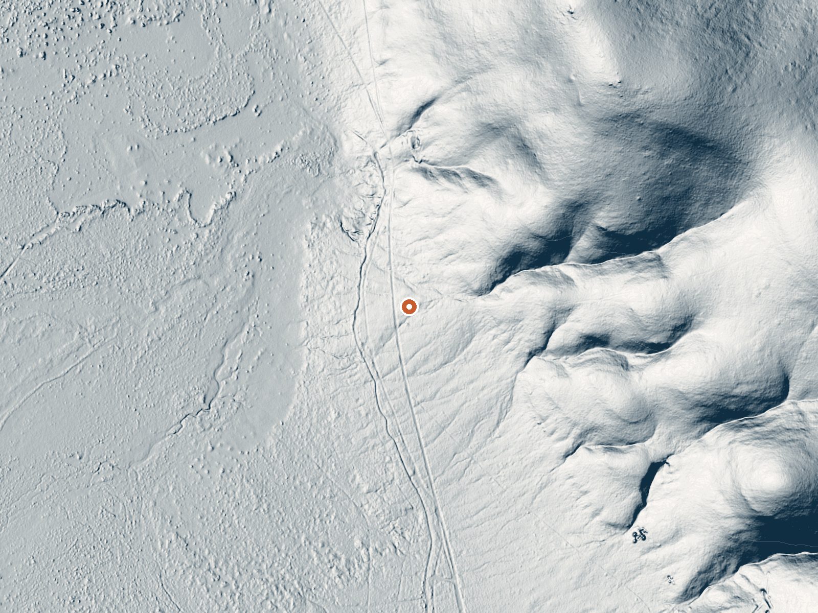 LiDAR bare-earth view of the same ground around the spring