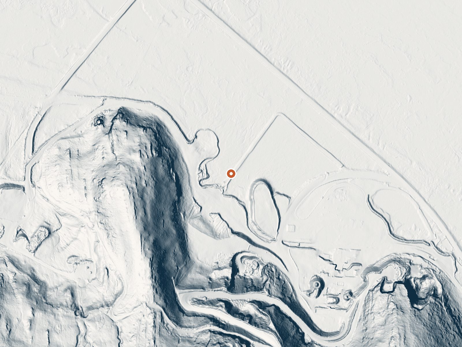 LiDAR bare-earth view of the same ground around the spring