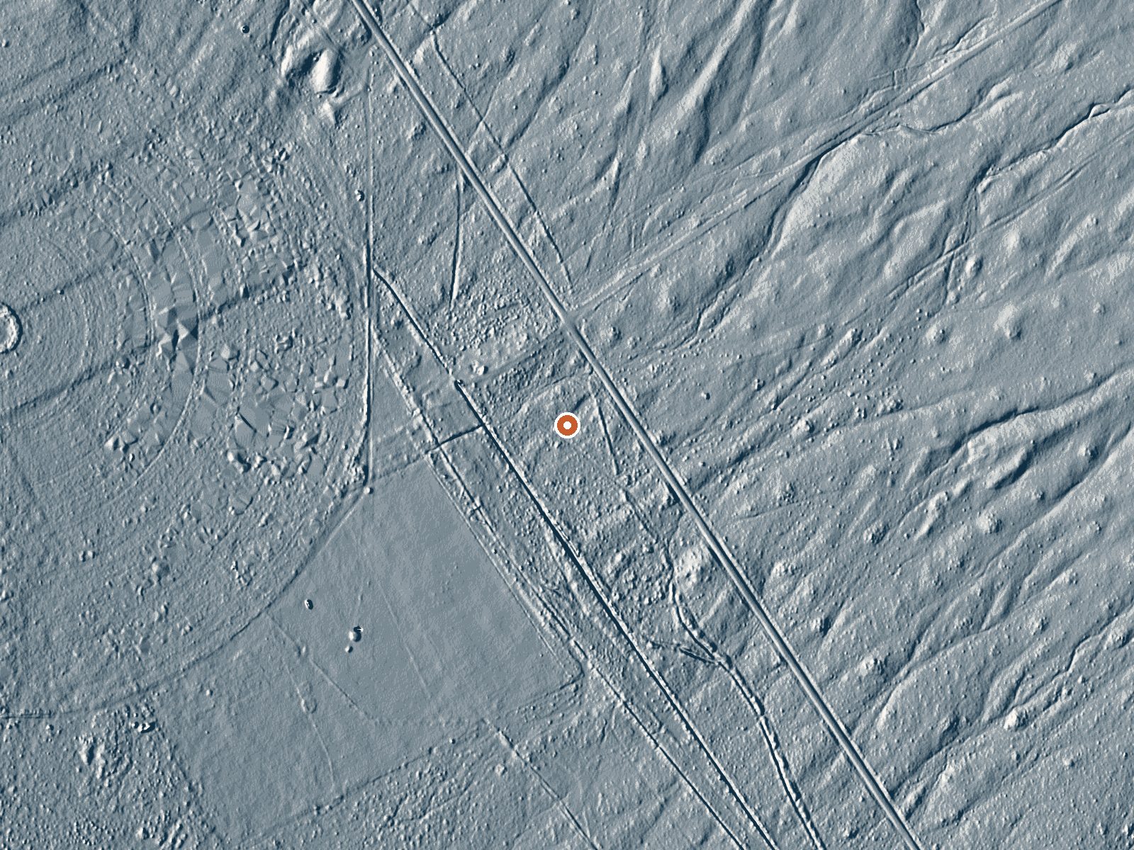 LiDAR bare-earth view of the same ground around the spring