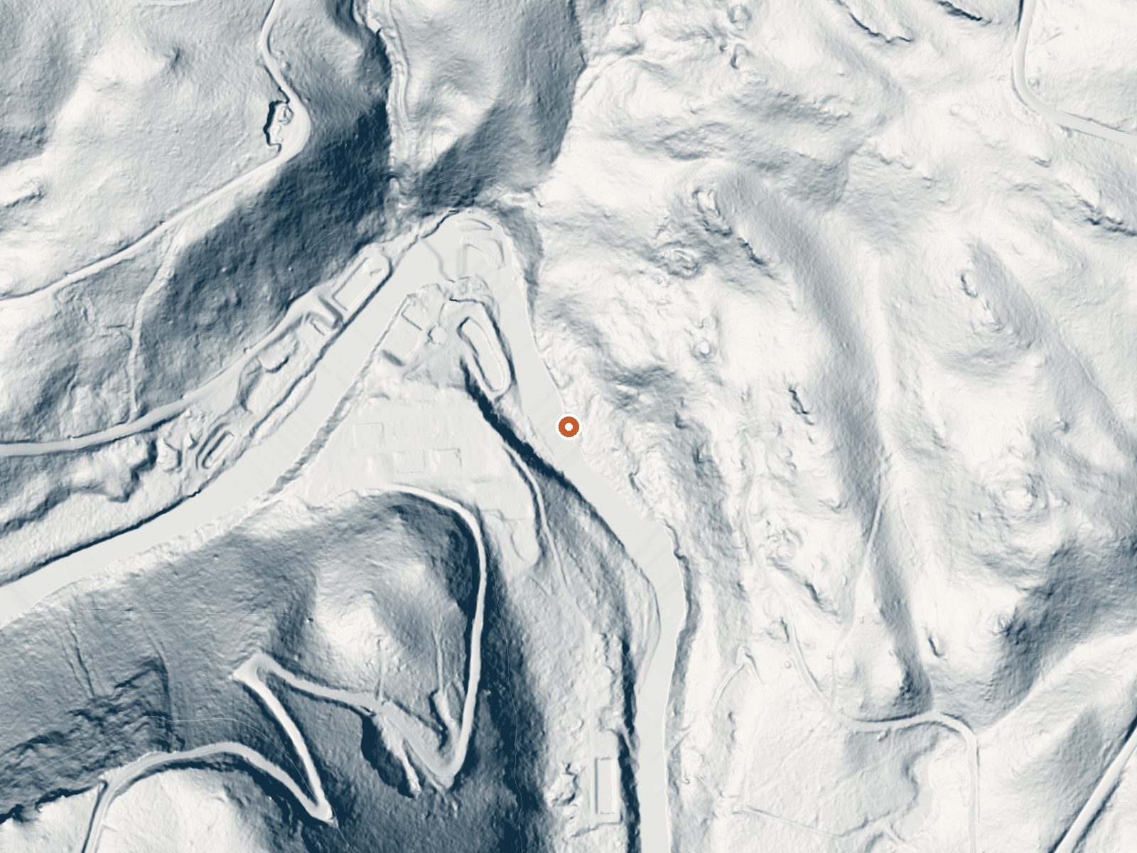 LiDAR bare-earth view of the same ground around Fish Hatchery Warm Spring