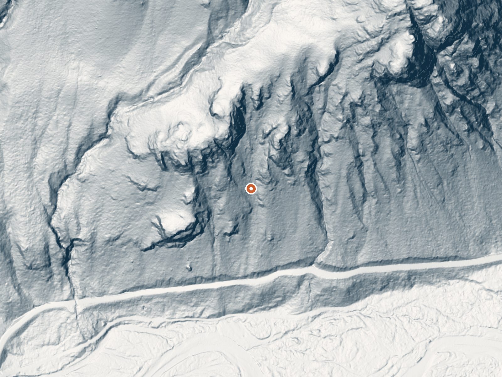LiDAR bare-earth view of the same ground around Garland Mineral Springs