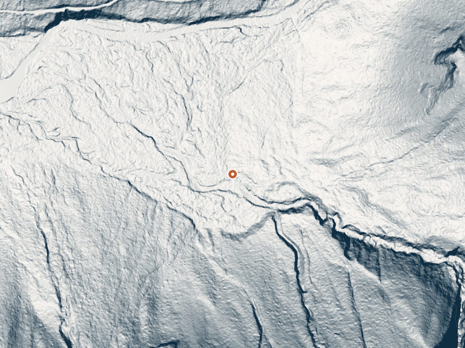 LiDAR bare-earth view of the same ground around Goldmeyer Hot Springs