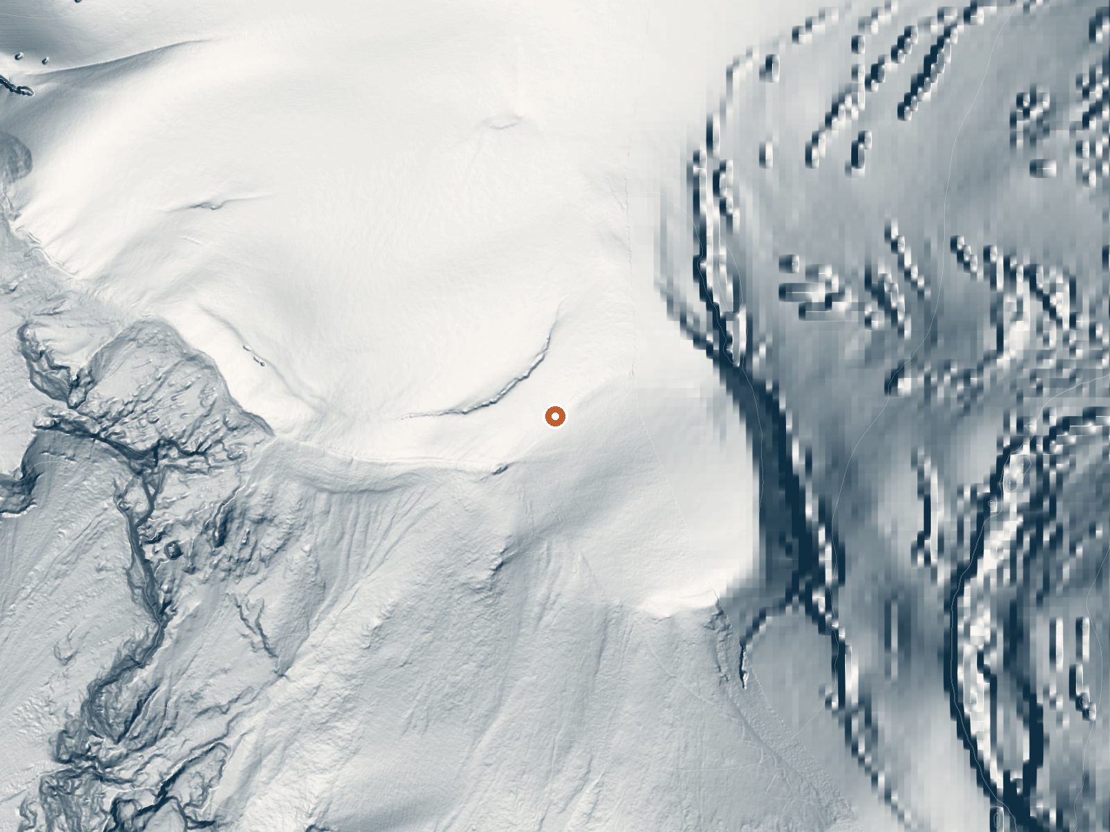 LiDAR bare-earth view of the same ground around Mount Adams Fumaroles