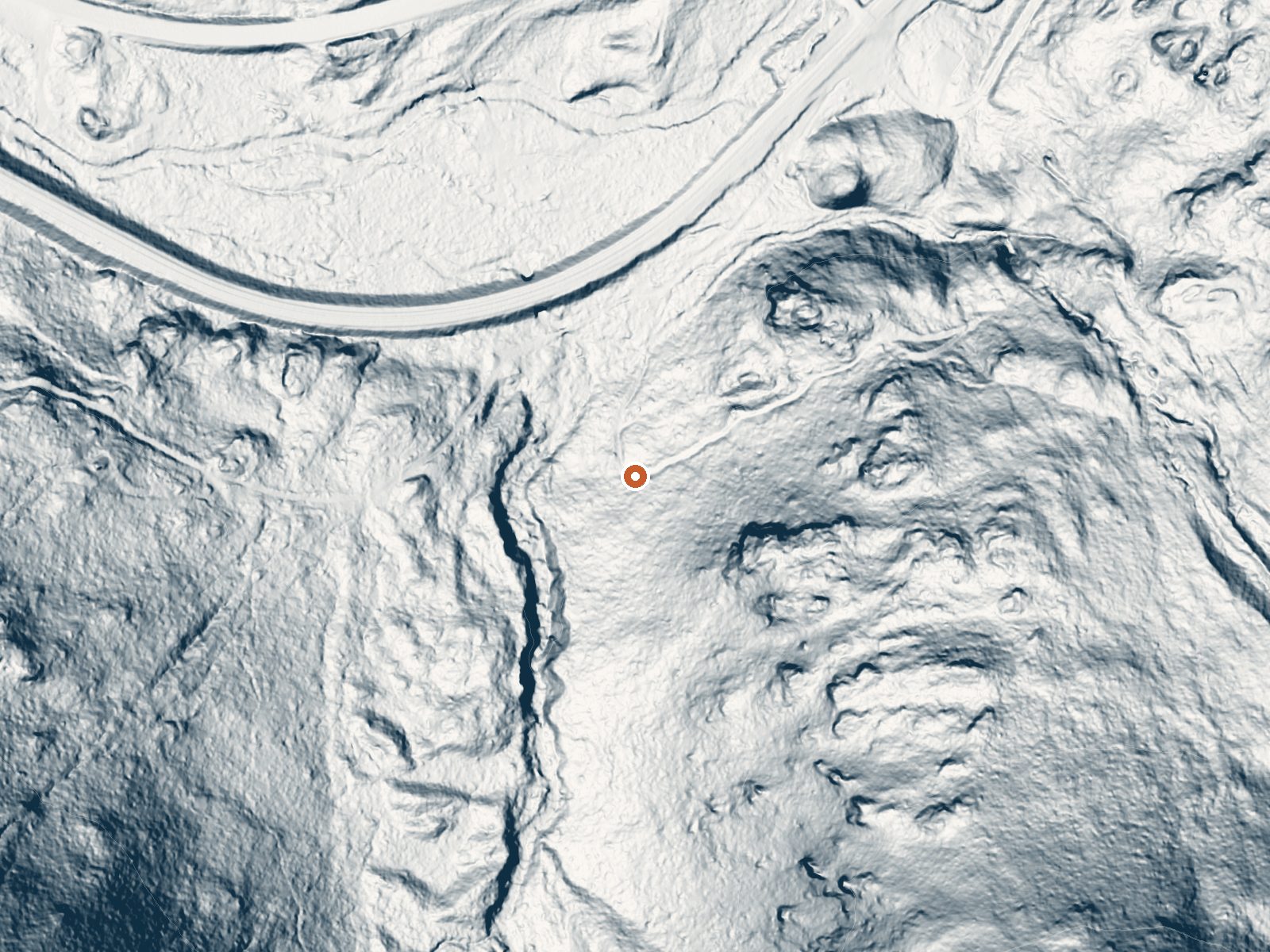 LiDAR bare-earth view of the same ground around Scenic Hot Springs