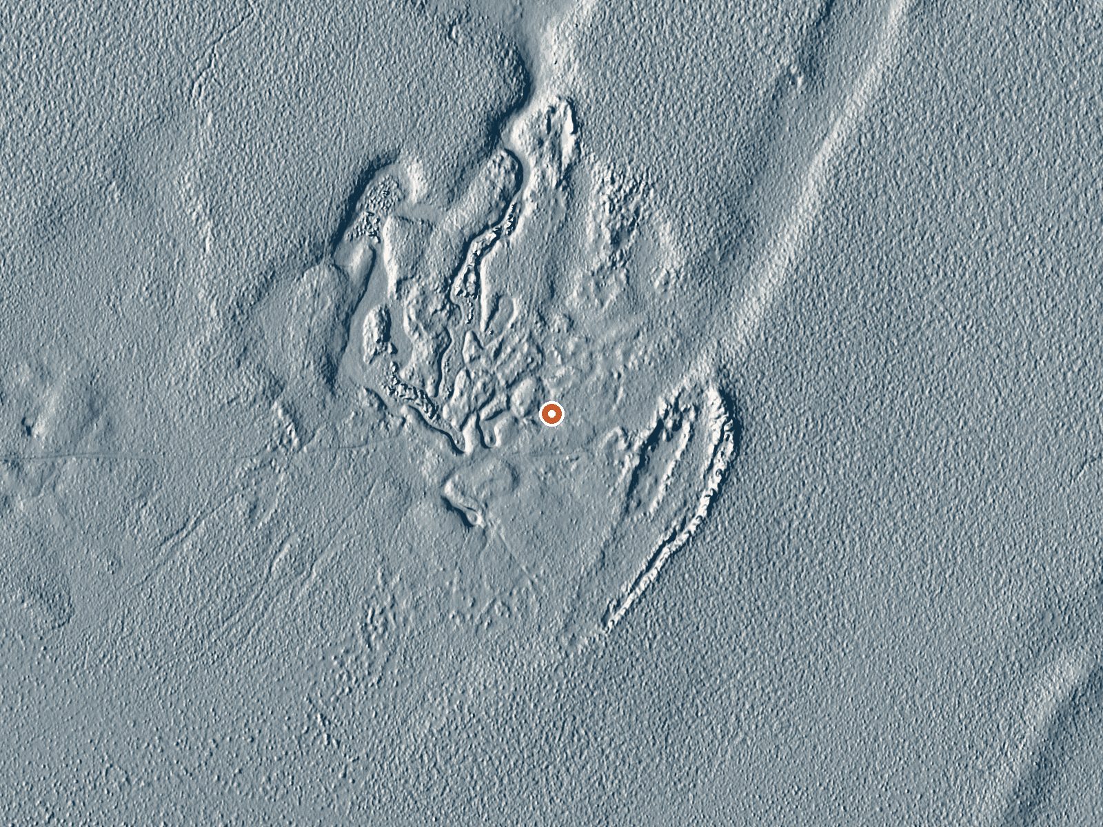 LiDAR bare-earth view of the same ground around South Tule Spring
