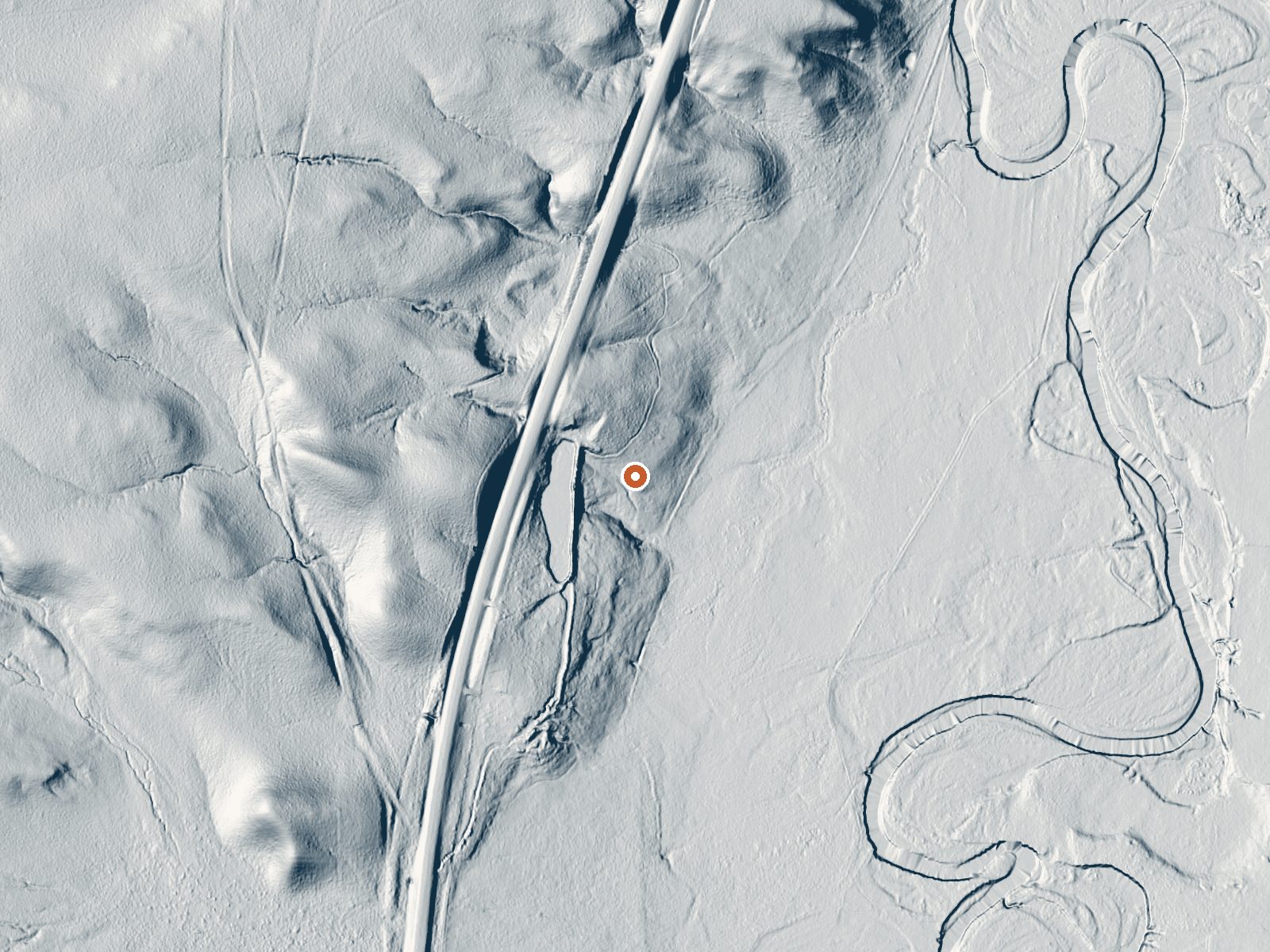 LiDAR bare-earth view of the same ground around Tebbs
