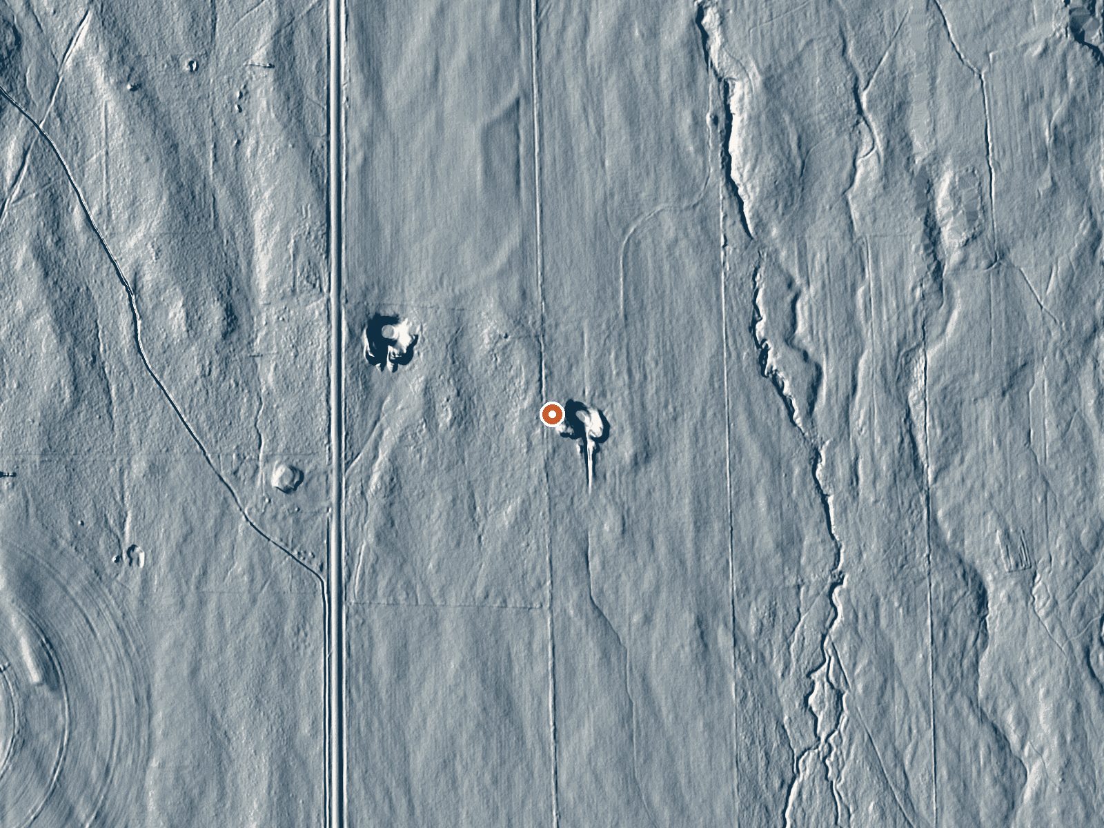 LiDAR bare-earth view of the same ground around W.R. Carter Springs