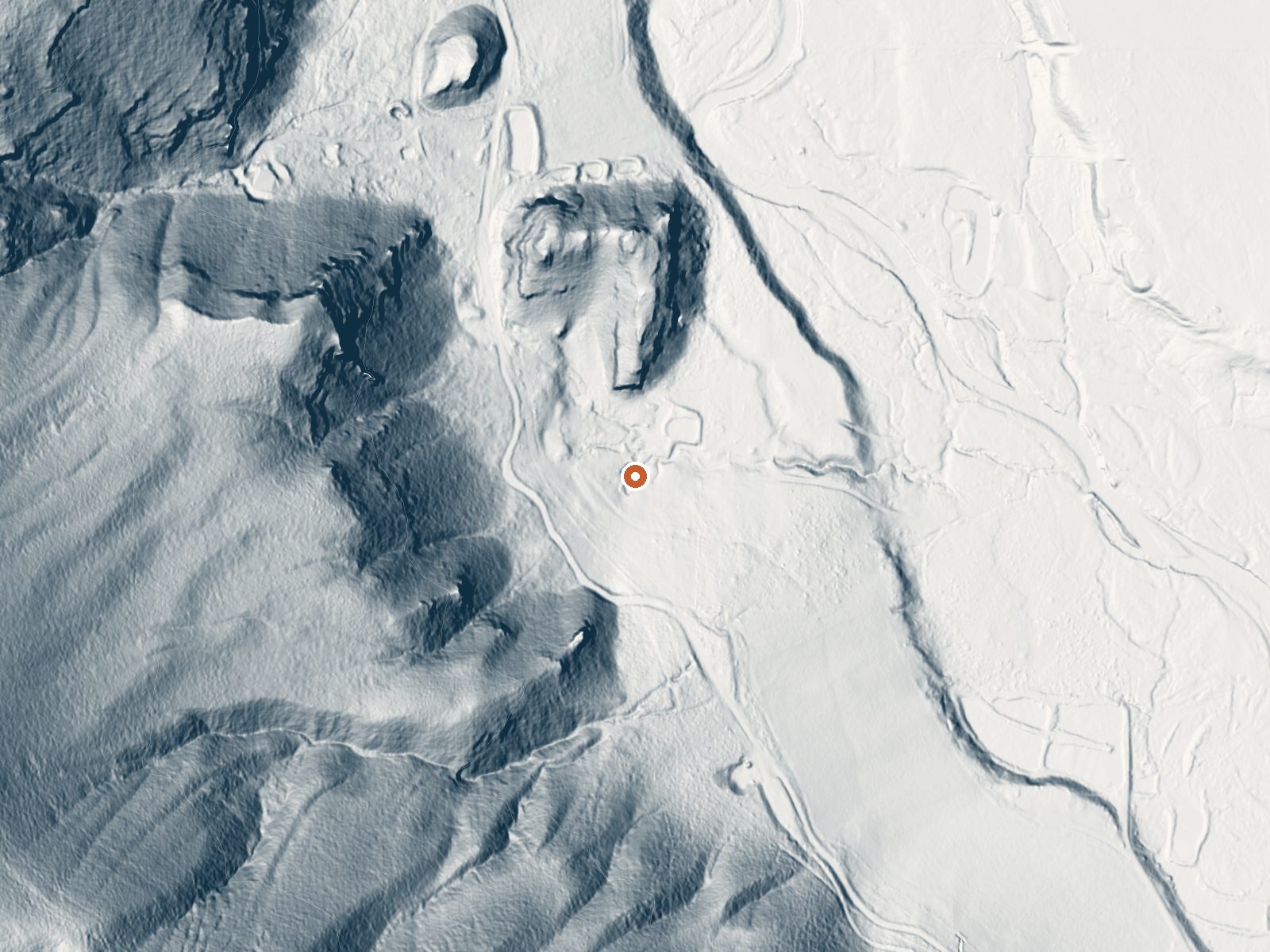 LiDAR bare-earth view of the same ground around Warm Springs